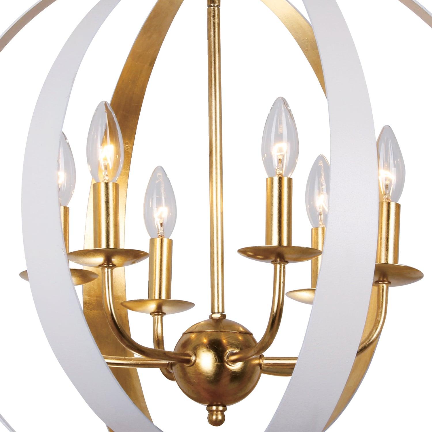 Six Light Sphere Chandelier-Matte White/Antique Gold Finish    -Traditional Installation Crystorama Lighting 585-Mt-Ga