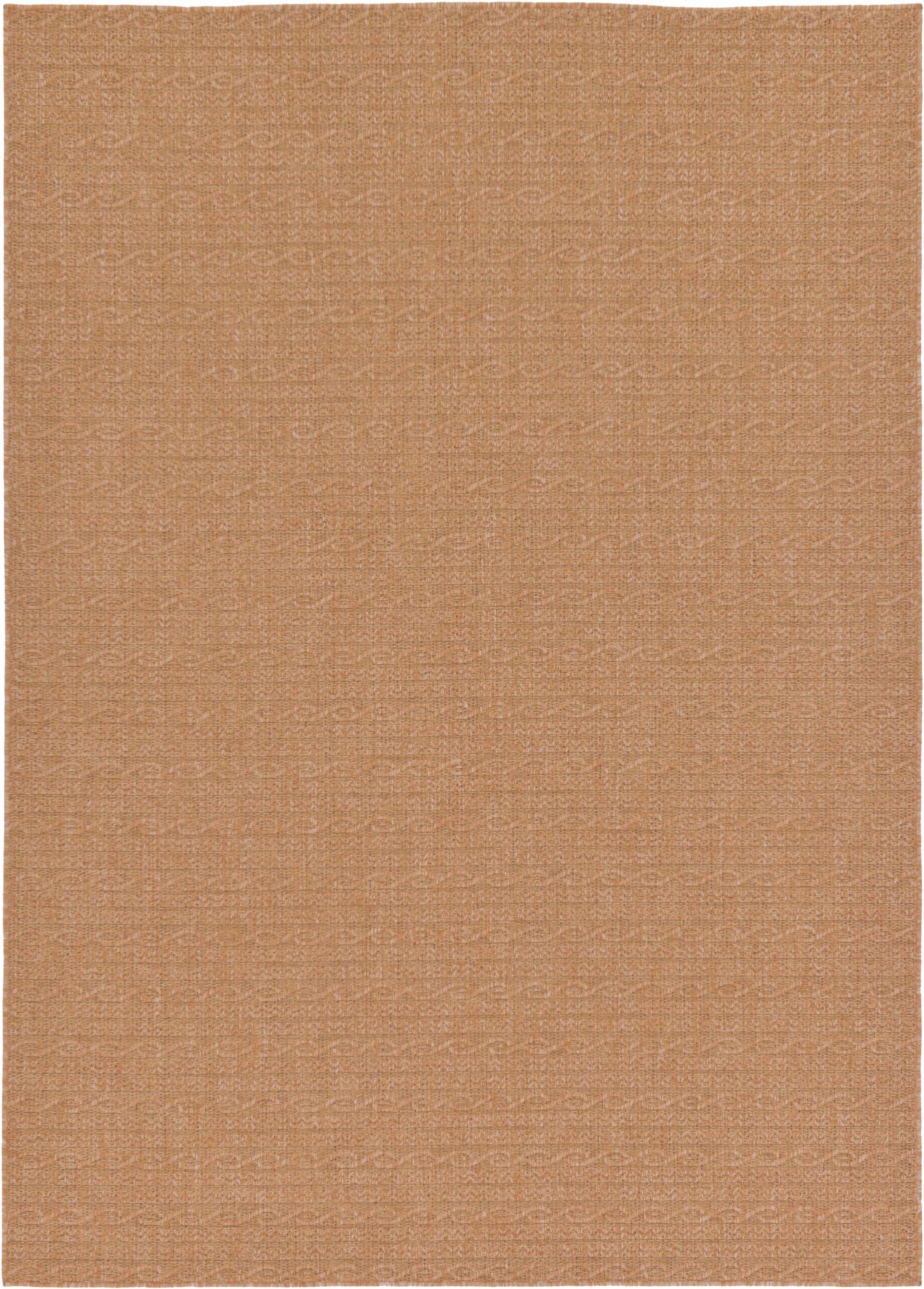 Light Brown Flat Woven Synthetic Outdoor Area Rug 7' x 10'