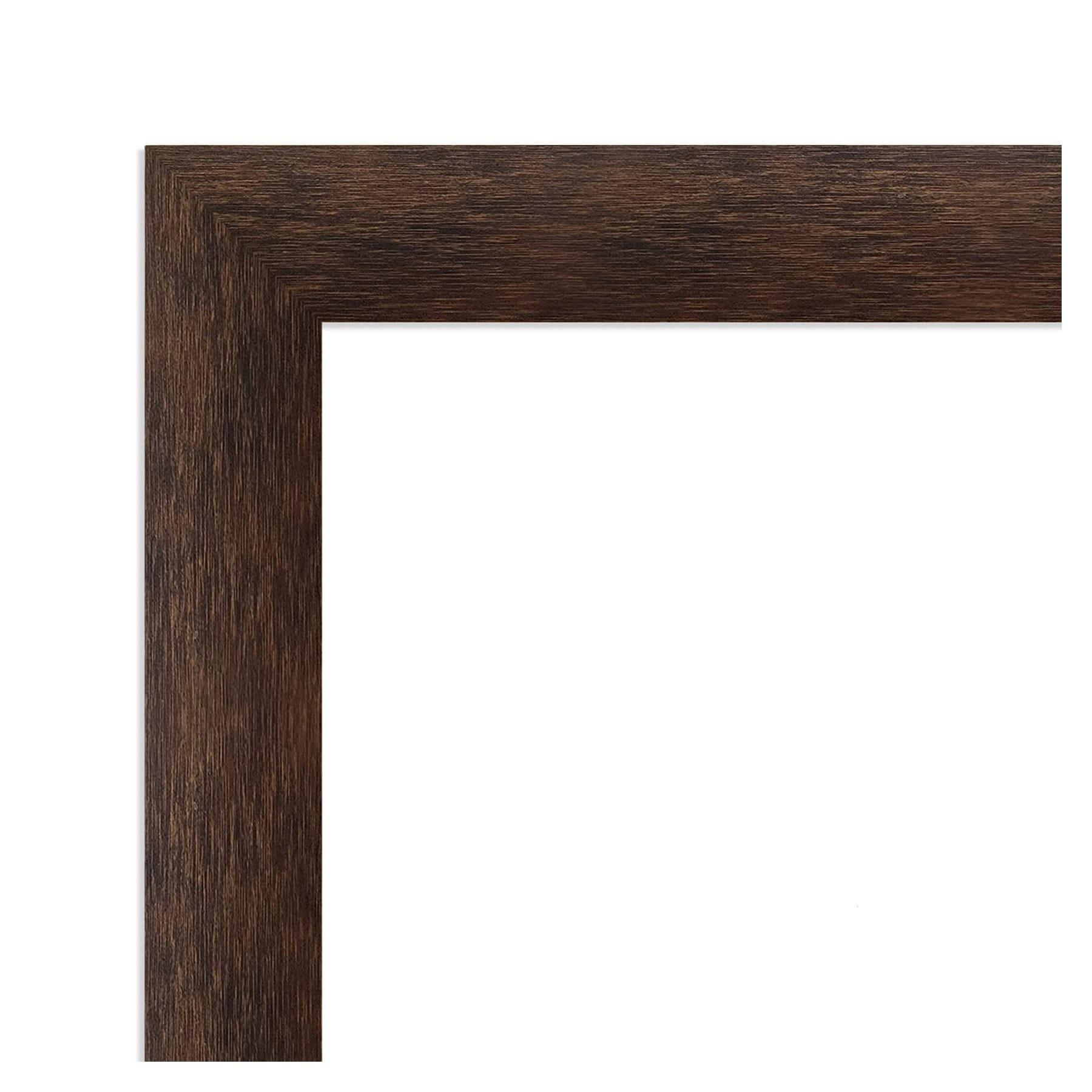 17"x51" Non-Beveled Narrow Wood on The Door Mirror Warm Walnut - Amanti Art: Over Door Mount, Modern Full-Length Mirror