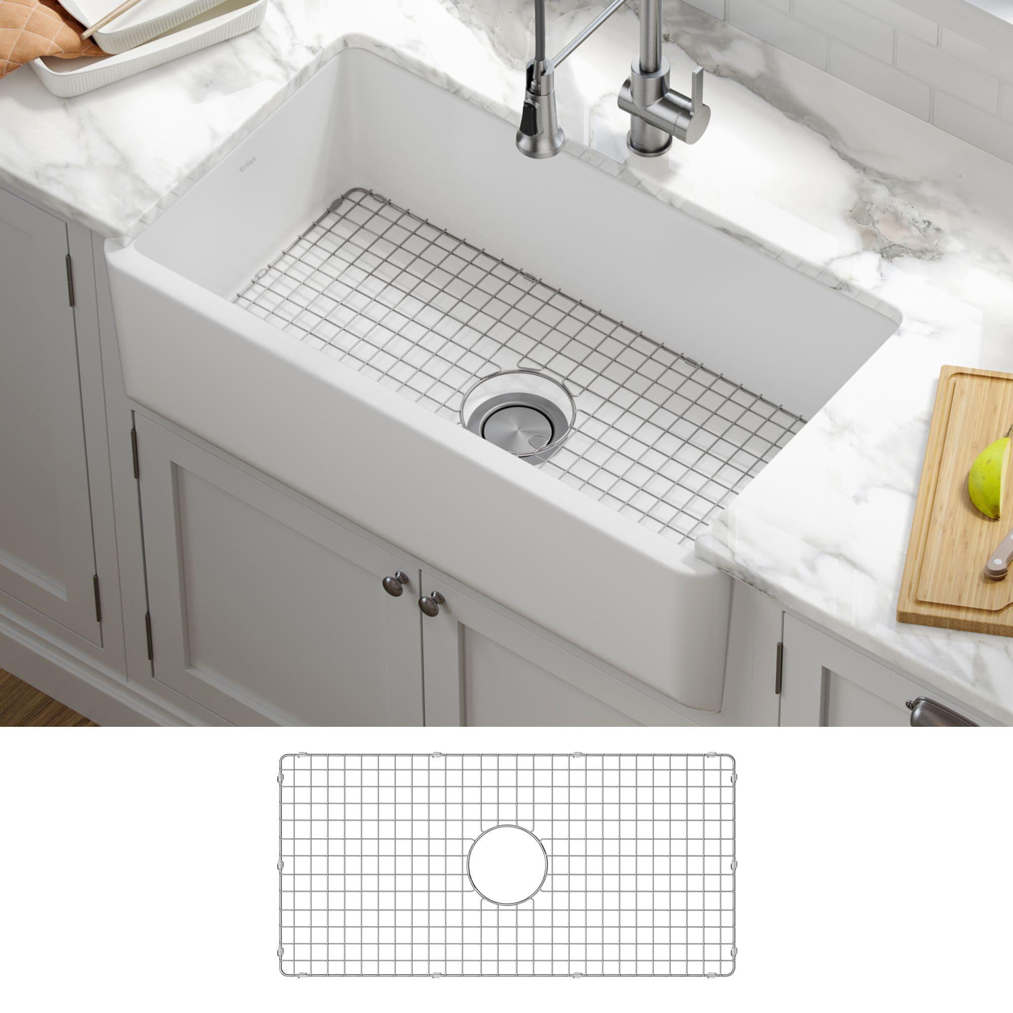 KRAUS Turino™ 33" L Farmhouse Reversible Apron Front Fireclay Single Bowl Kitchen Sink