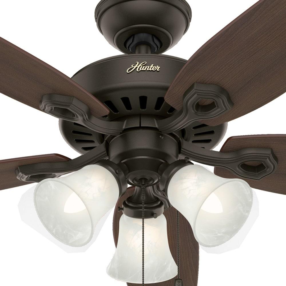 Hunter Fan Builder Plus 52" 5 - Blade Standard Ceiling Fan with Pull Chain and Light Kit Included