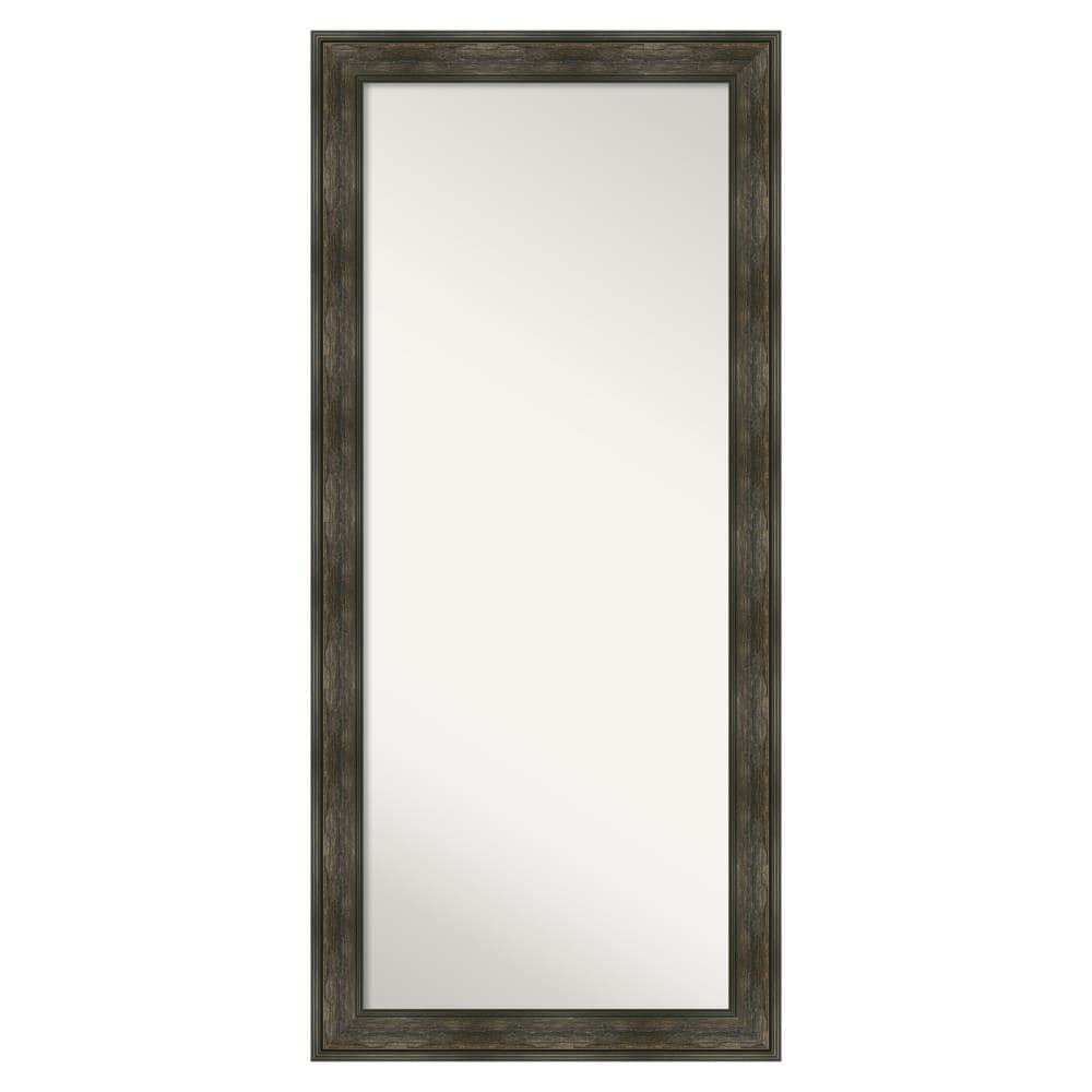 30" x 66" Non-Beveled Rail Rustic Char Full Length Floor Leaner Mirror - Amanti Art: Polystyrene Frame, Spot Clean