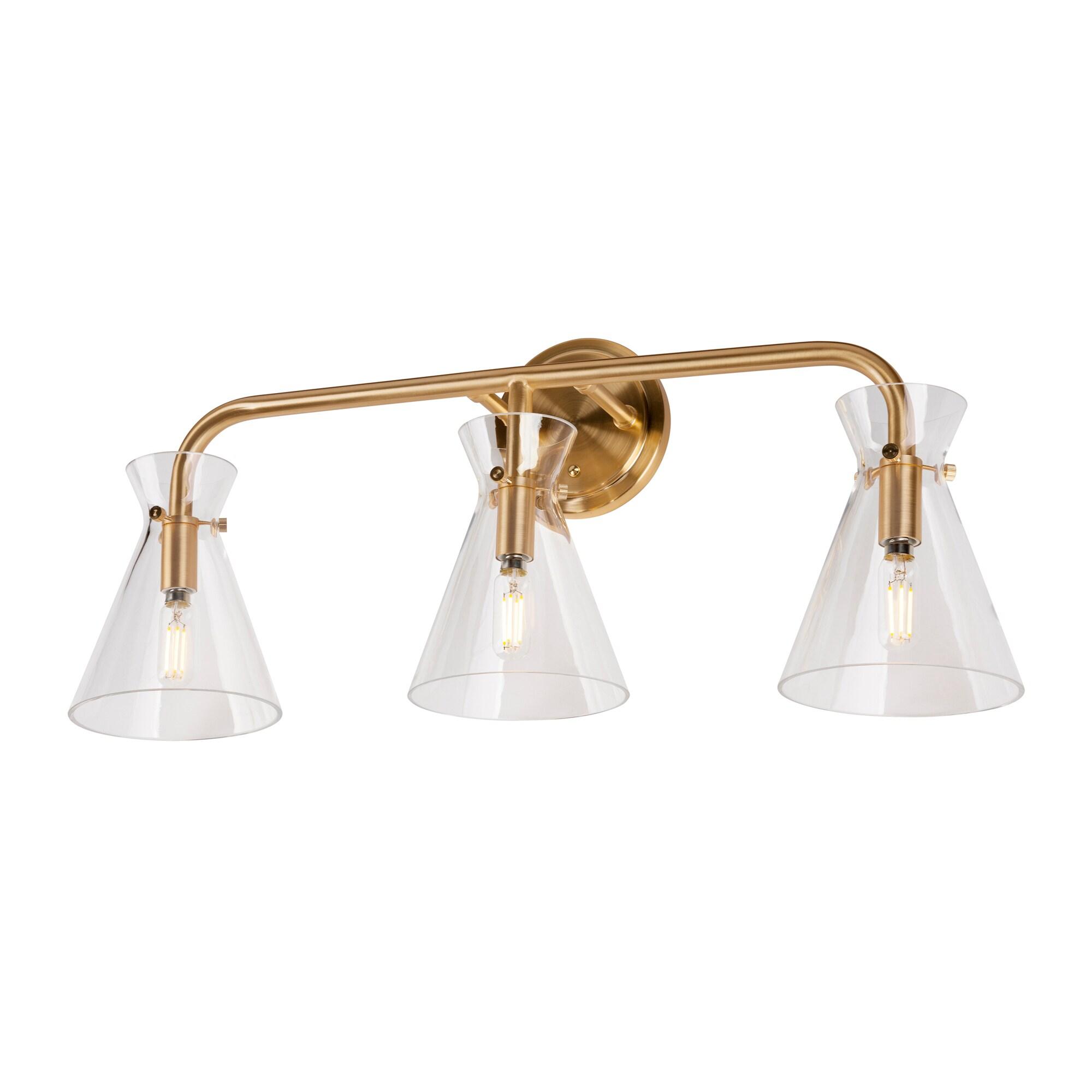 Beaker 3-Light Soft Gold Bath Vanity Light with Clear Glass - Soft Gold