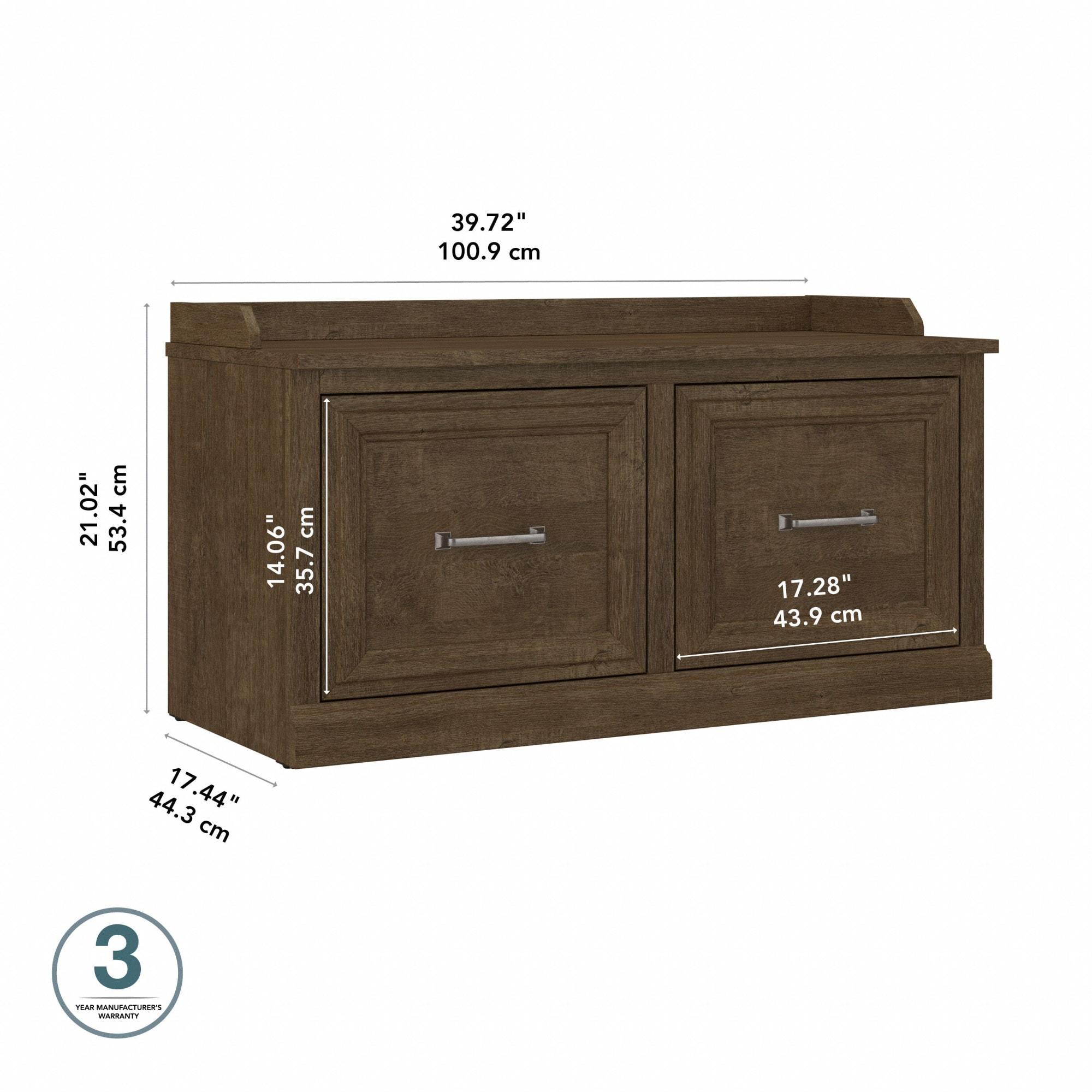 Woodland 40W Shoe Storage Bench with Doors in Ash Brown - Engineered Wood