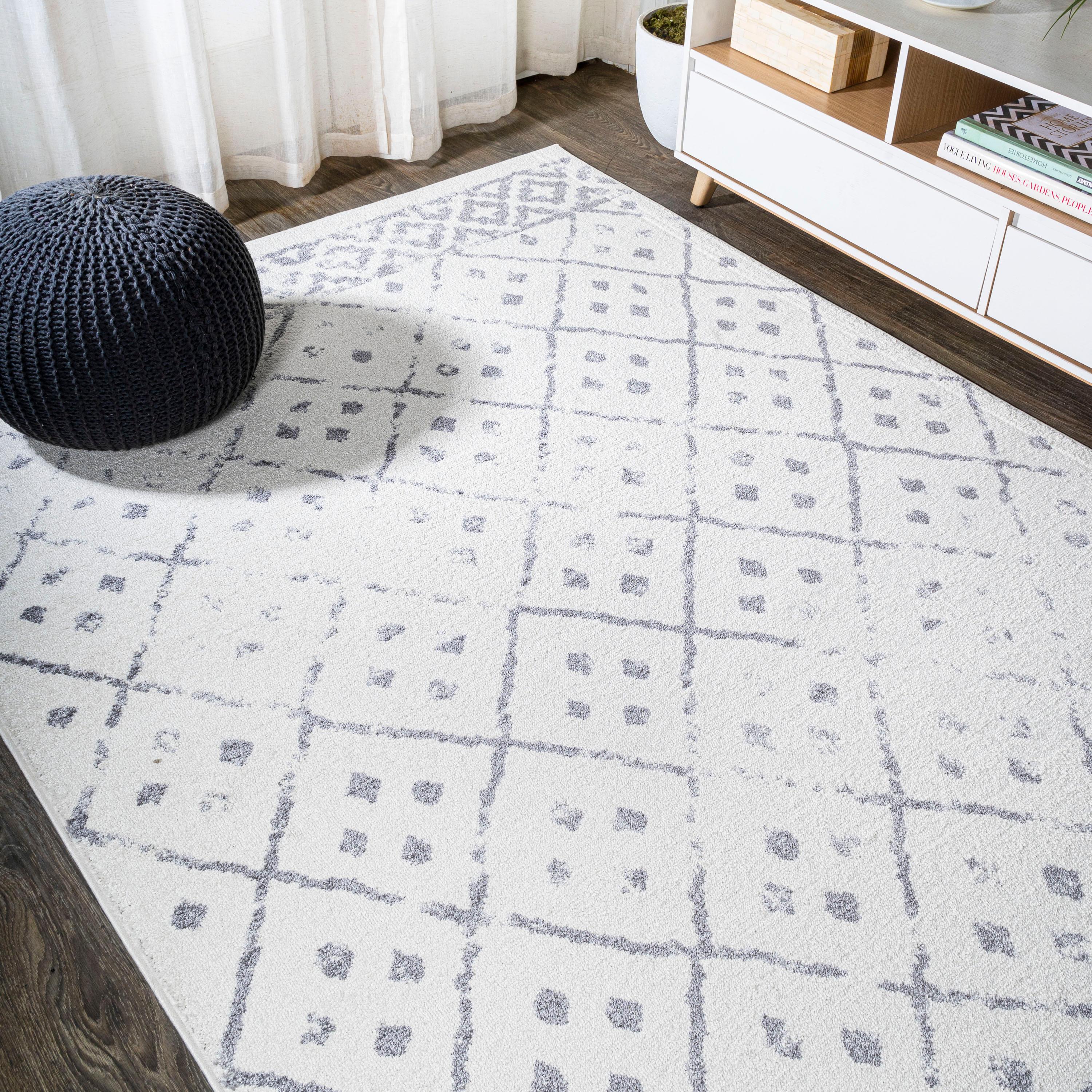 JONATHAN Y MOH508A-3 Juba Moroccan Geometric Diamond Ivory/Gray 3 ft. x 5 ft. Area Rug, Bohemian Vintage, Pet Friendly, Stain Resistant, Easy to Clean, for Living Room; Kitchen, Bedroom
