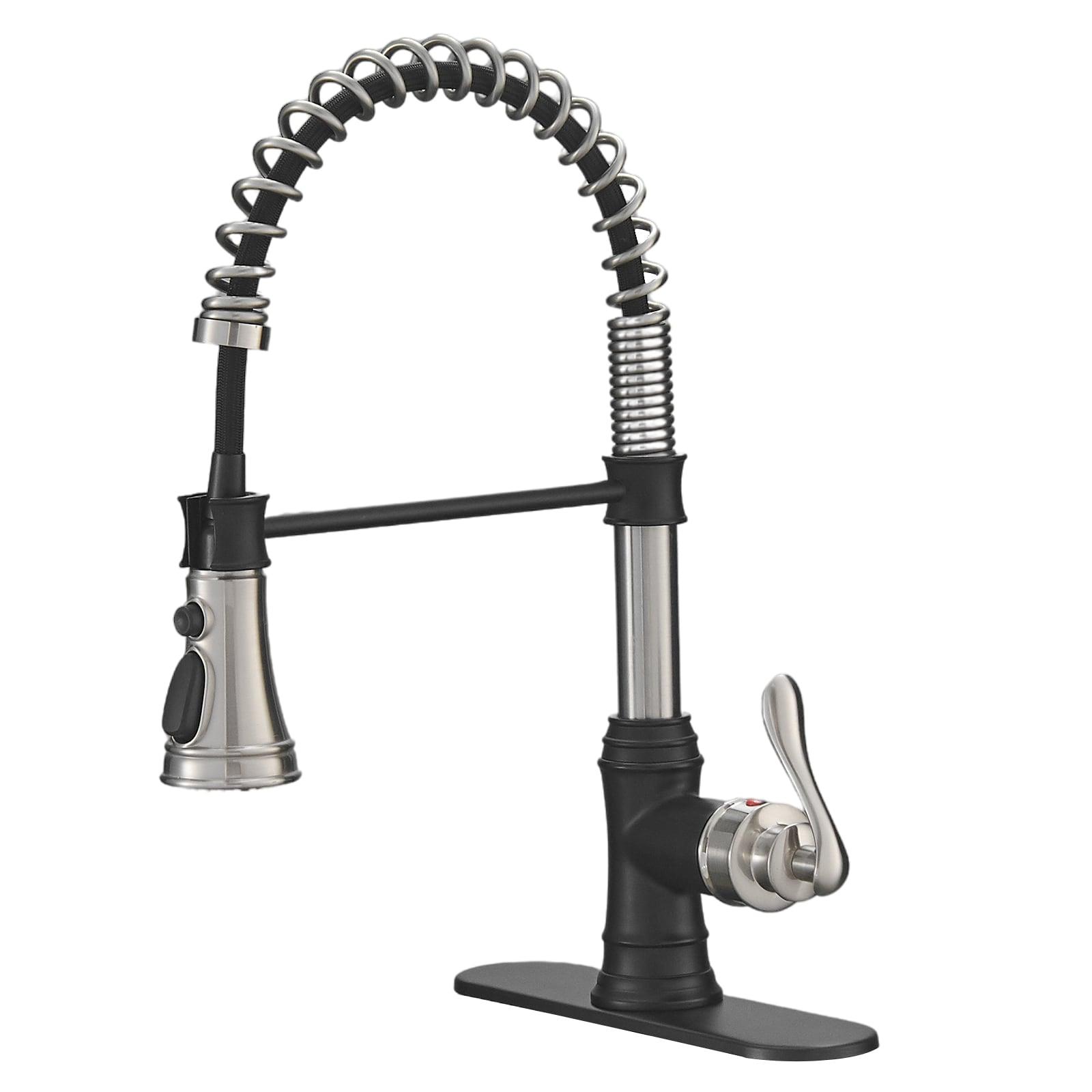 Single-Handle Pull-Down Sprayer 3 Spray High Arc Kitchen Faucet With Deck Plate