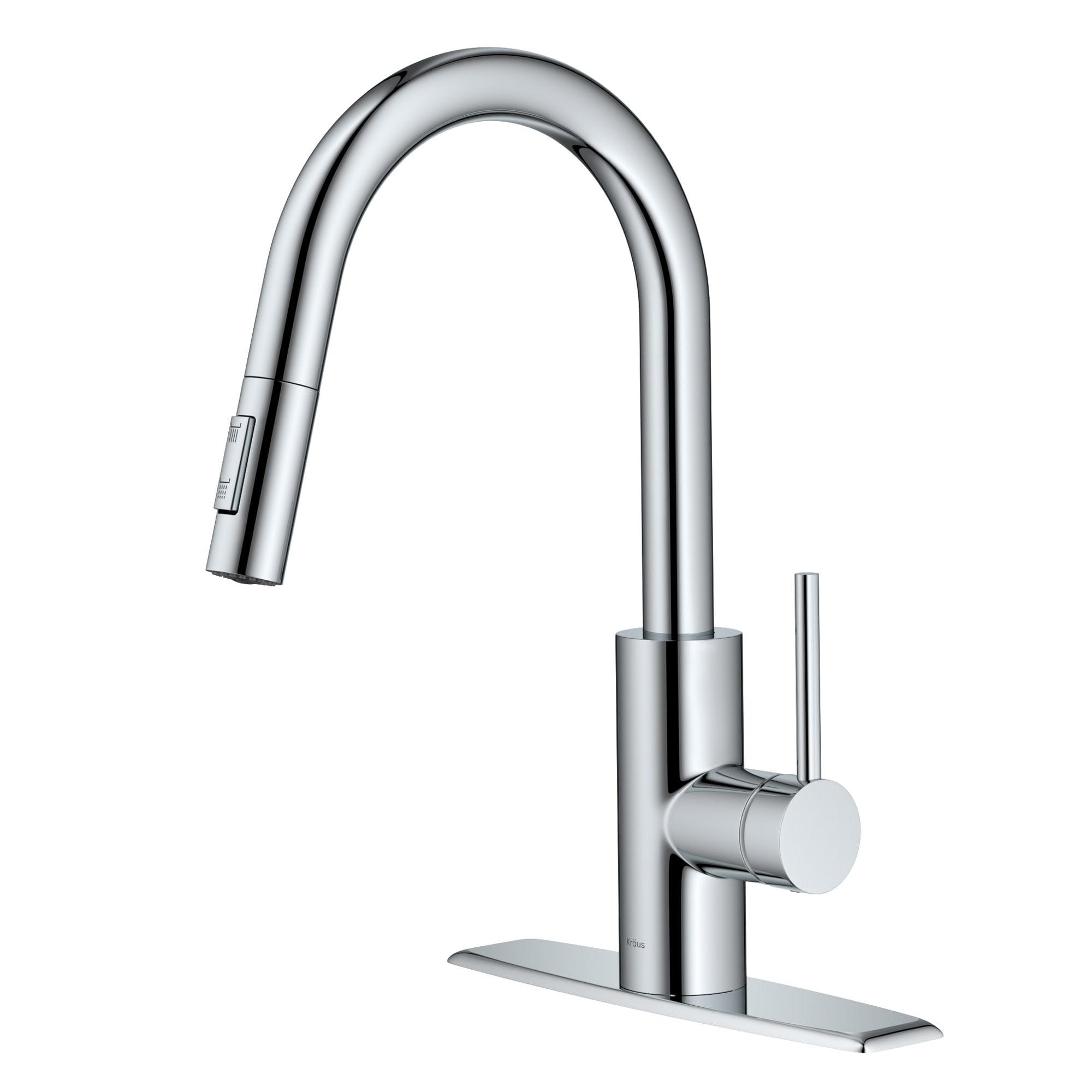 KRAUS Oletto Single Handle Pull Down Kitchen Faucet with QuickDock Top Mount Installation Assembly