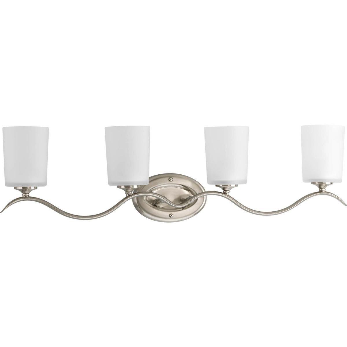Progress Lighting Inspire 4-Light Wall Sconce, Brushed Nickel, Etched Glass Shades
