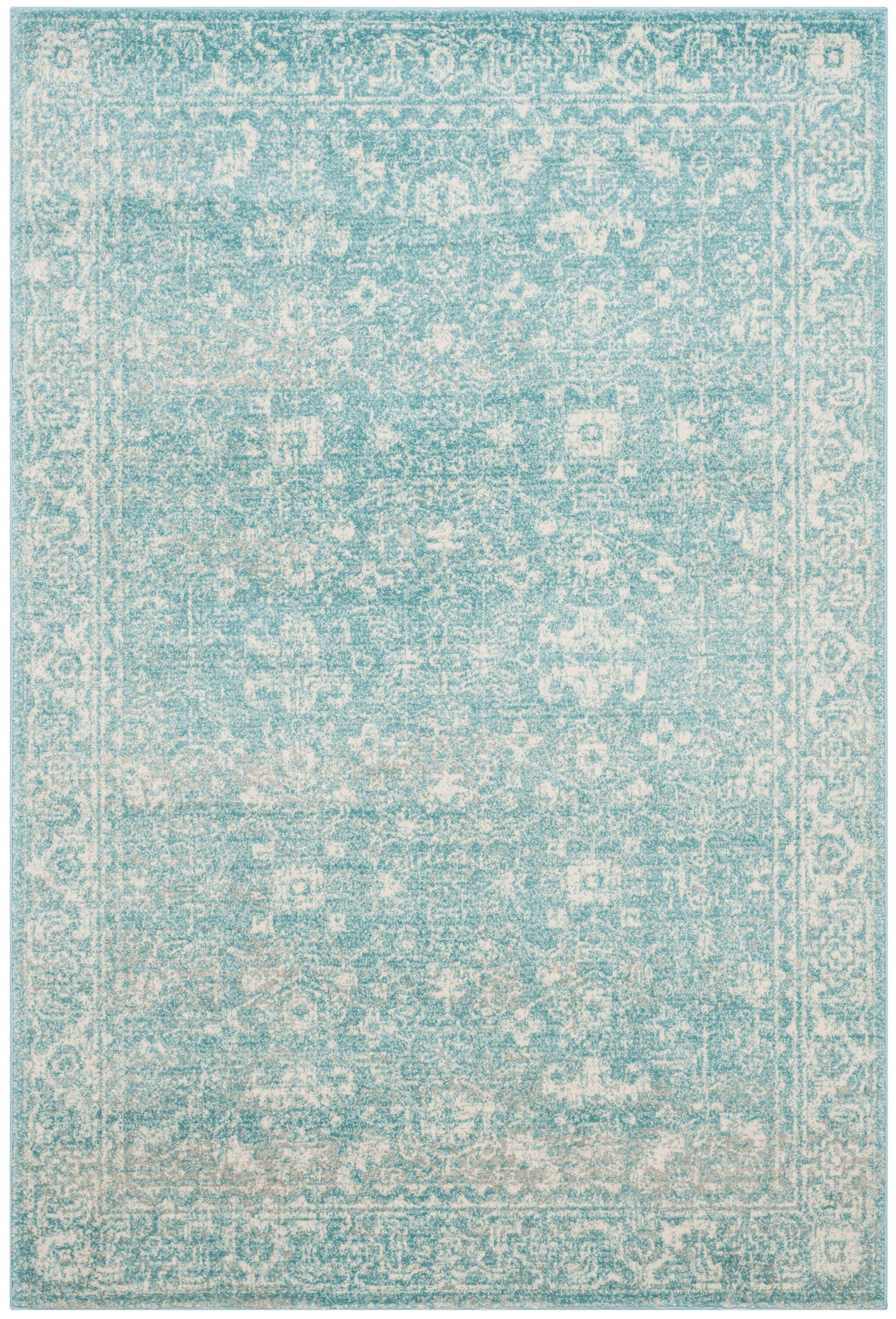 Evoke EVK270 Power Loomed Area Rug Light Blue / Ivory 4' X 6' - Safavieh.