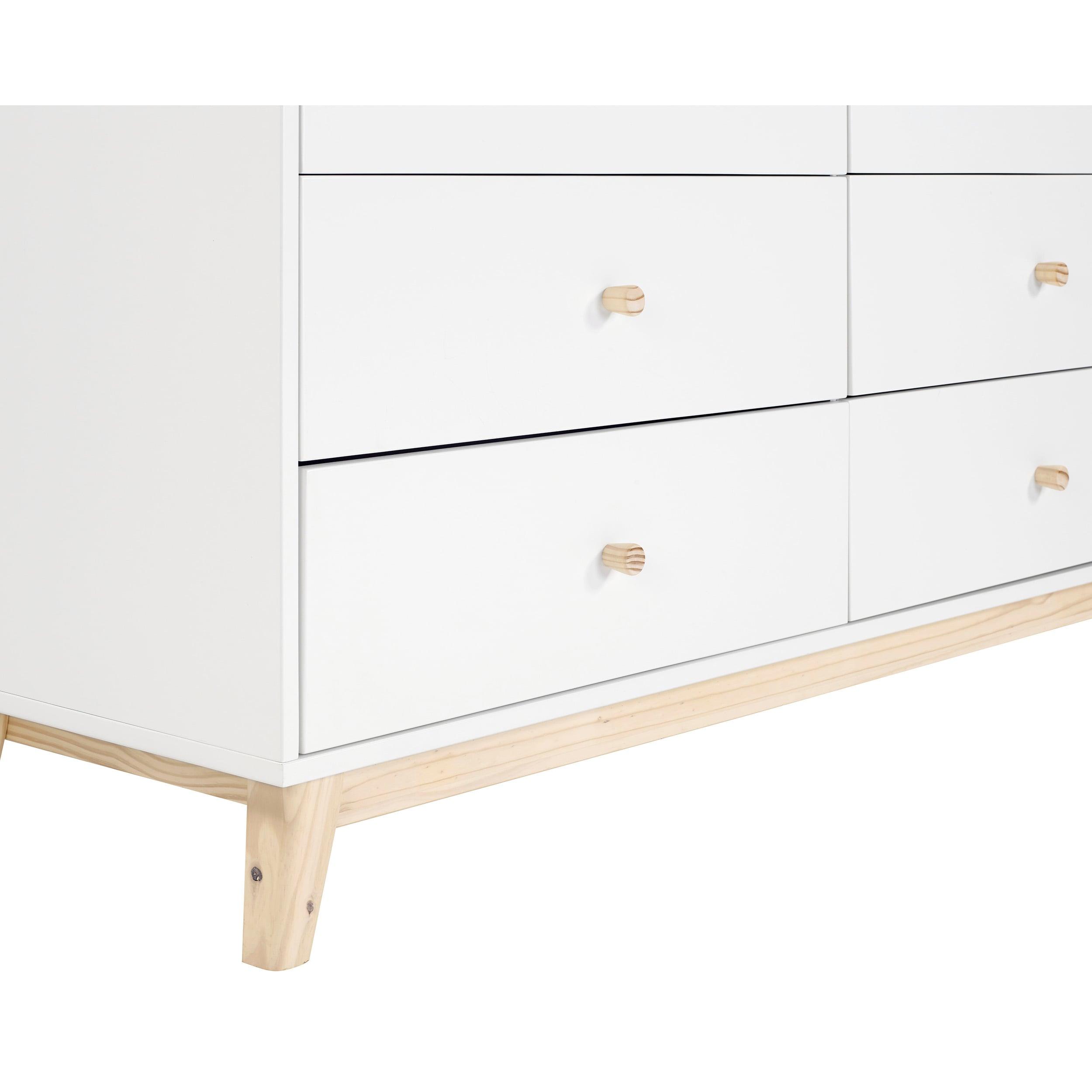 Alaterre Furniture MOD 60 in. Wood 6-Drawer Double Dresser, White, Bedroom Storage Furniture, Metal Drawers Glides, Wooden Drawer Knobs, Kids or Adults Rooms