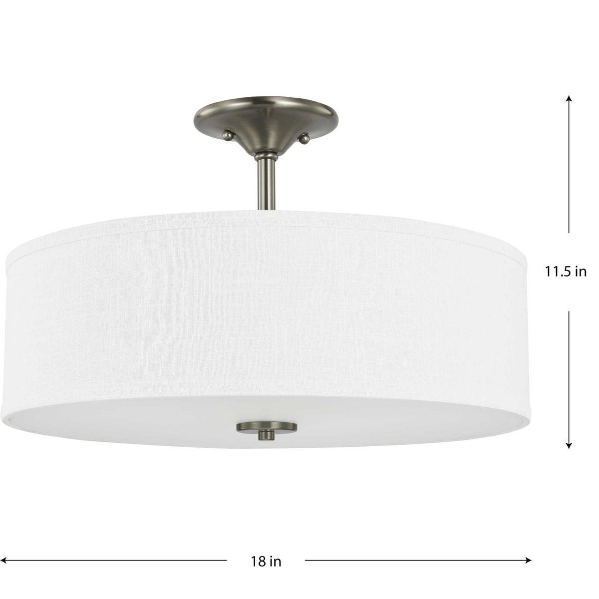 Progress Lighting Inspire Collection 3-Light Semi-Flush Mount, Brushed Nickel, Summer Linen Shade
