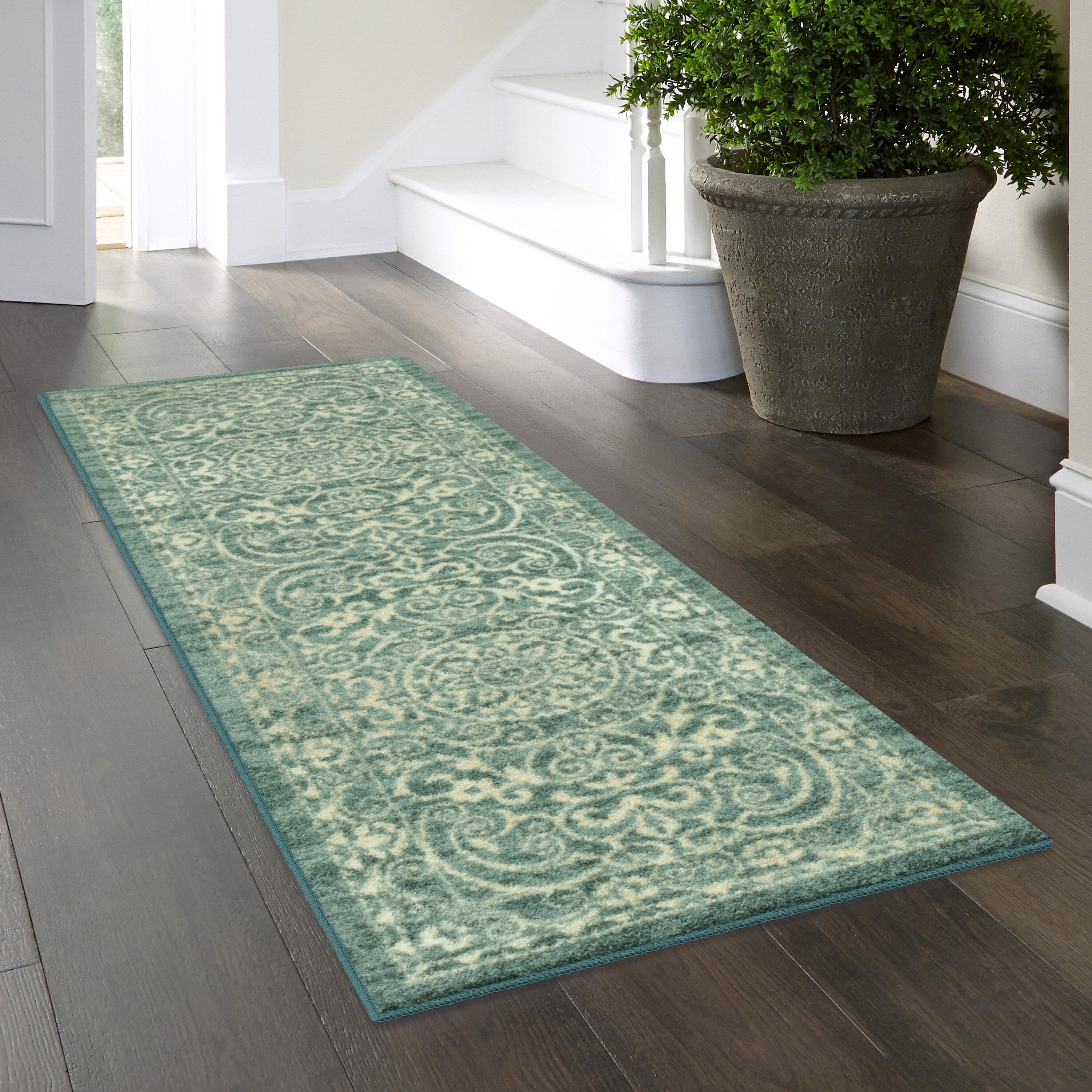 Charlton Home® Dreyfuss Light Spa/Turquoise/Ivory Rug