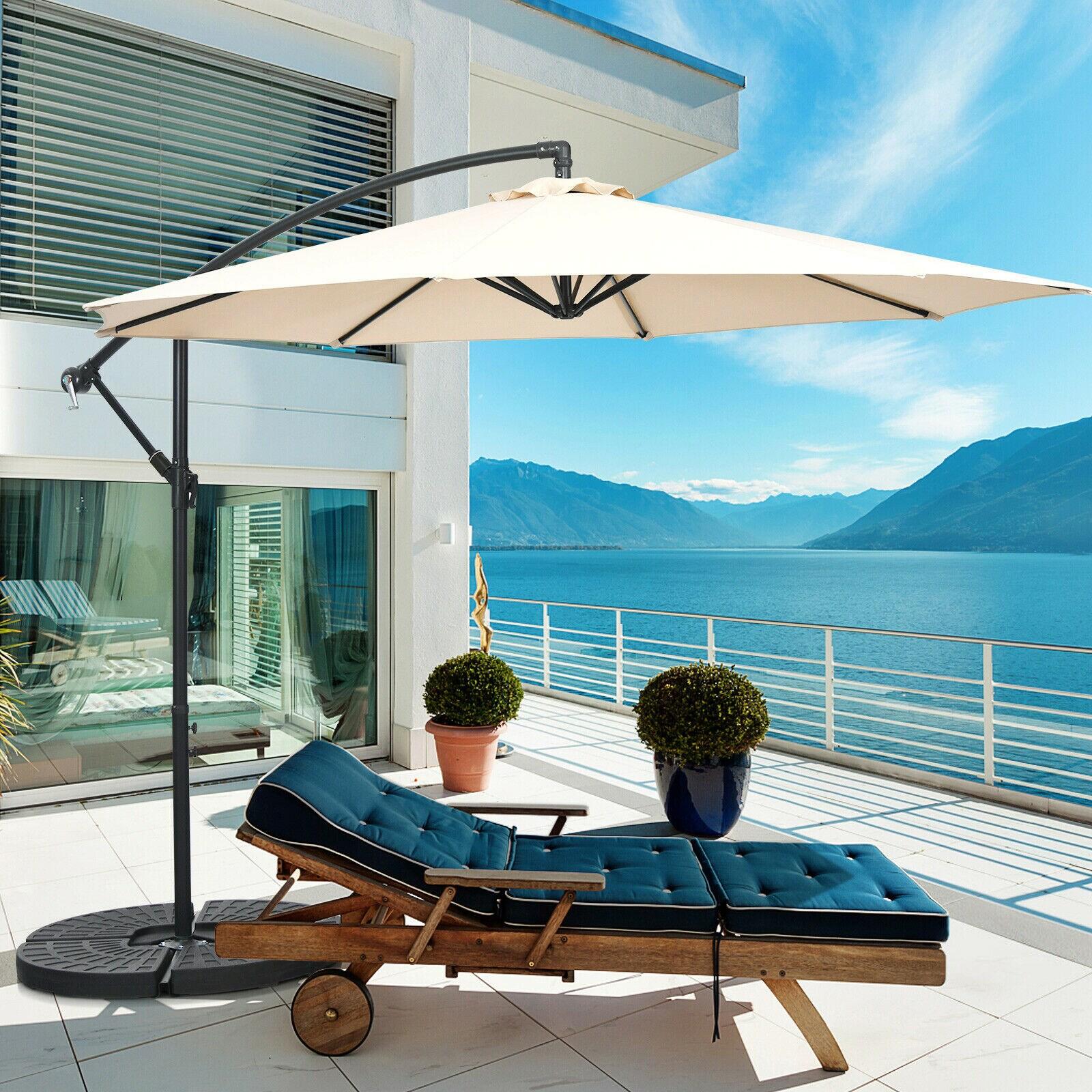 LAUSAINT HOME 10 ft Cantilever Patio Umbrella, Round Outdoor Beige Umbrella