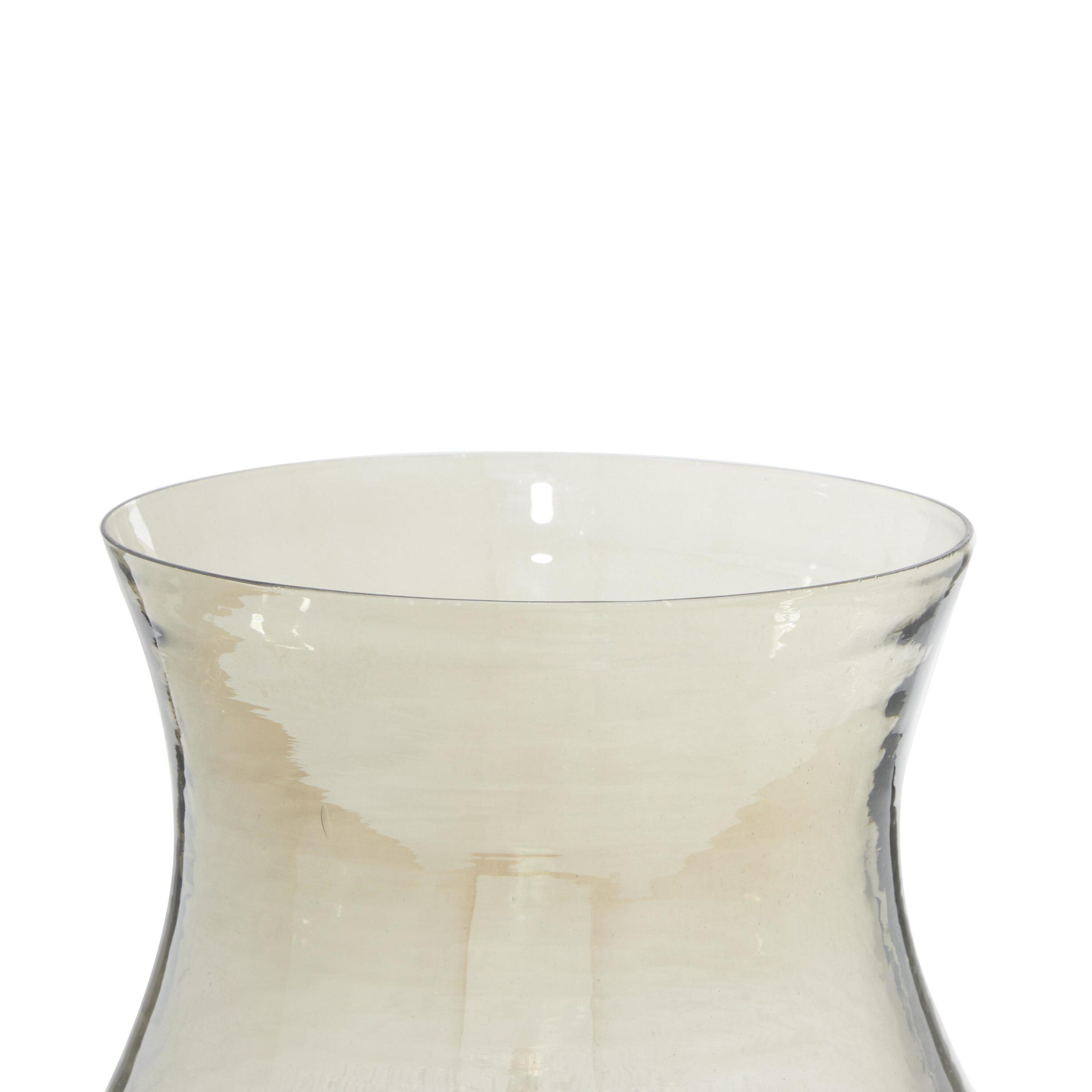 DecMode Gold Glass Handmade Turned Style Pillar Hurricane Lamp with Smoked Glass Finish