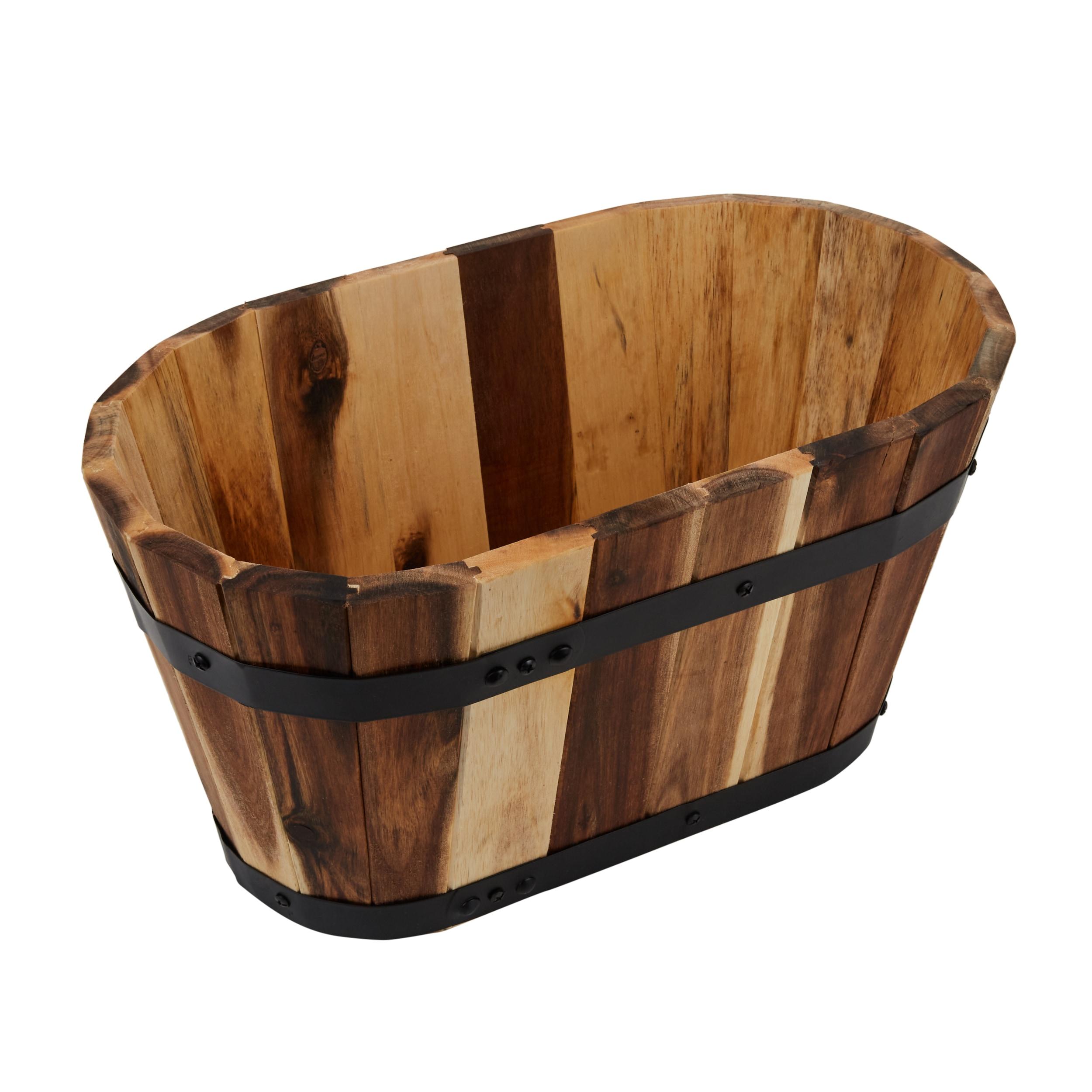 Worth Imports Inc 8" Nested Oval Wood Barrel Planter - 8