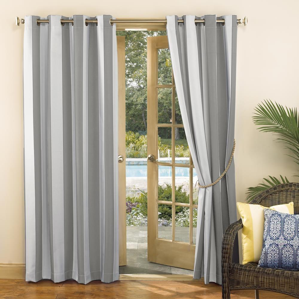 95"x54" Valencia Cabana Striped Indoor/Outdoor UV Protectant Grommet Top Room Darkening Curtain Panel Gray - Sun Zero