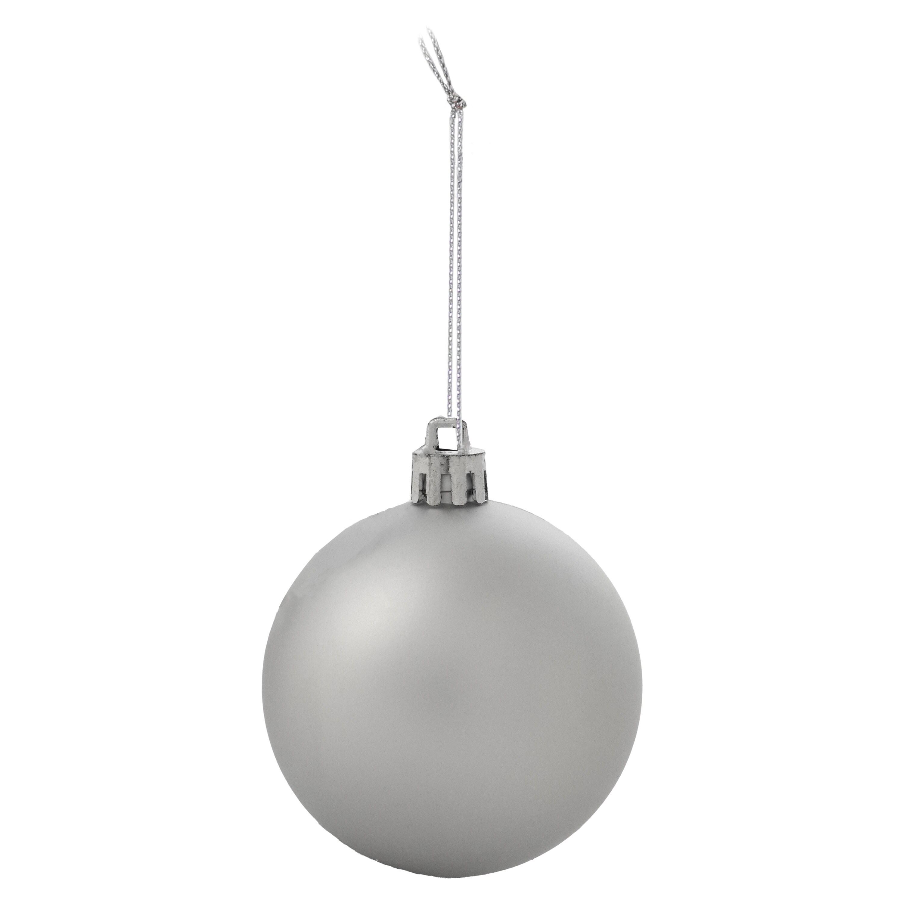 Sunnydaze Indoor Christmas Holiday Tree Shatterproof Merry Medley Ball Ornaments with Hooks - 2" - White and Silver - 24pc