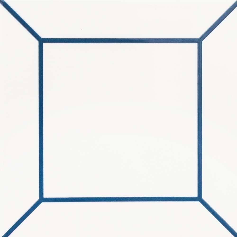 The Tile Life Frame White 6" x 6" Ceramic Patterned Wall Tile for Backsplash Bathroom - 1 Sample