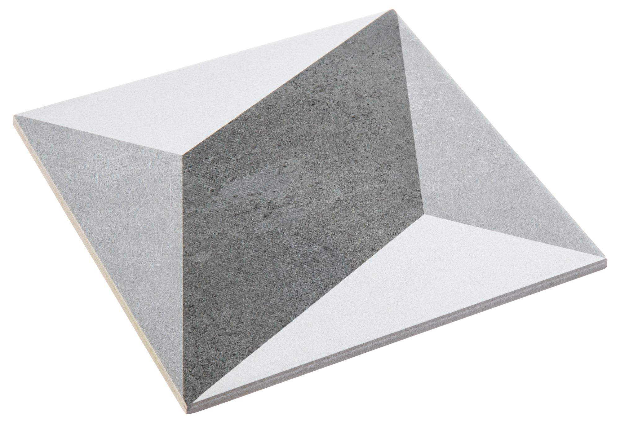 Luv Tender Grey 8-in Encaustic Matte Porcelain Wall & Floor Tile