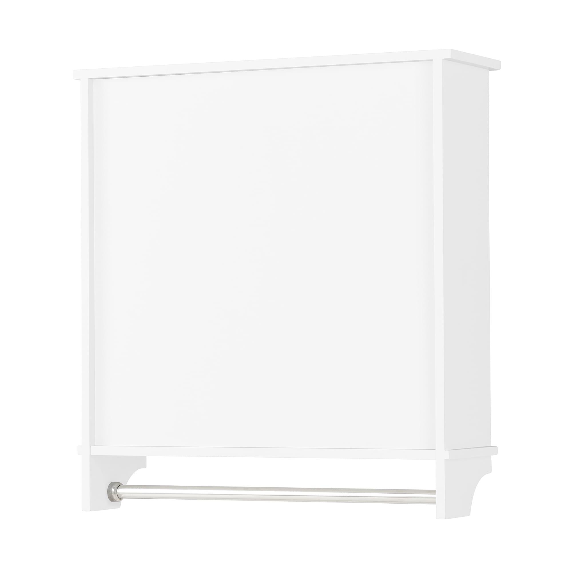 Dover Wall Mounted Bathroom Storage Cabinet with Two Doors and Towel Rod White - Alaterre Furniture