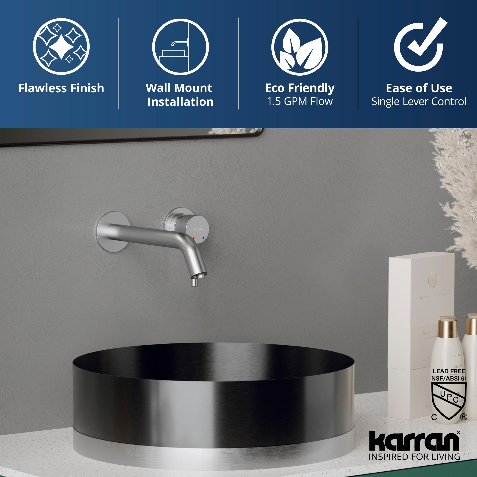 Karran Grantham KBF610 Single Handle Wall-Mount Bathroom Faucet in Gold