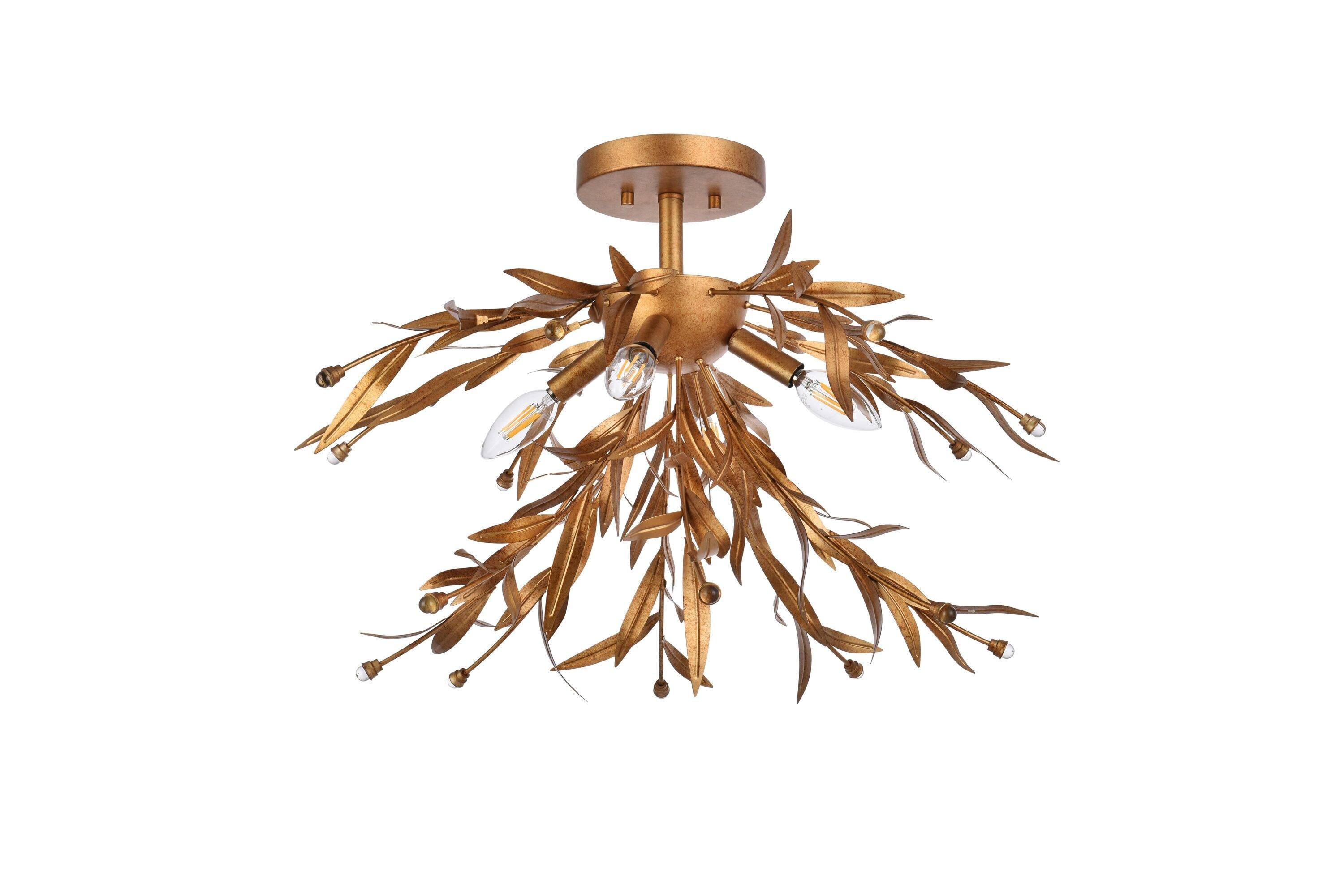 Elegant Lighting Priscilla 18.5 inch flush mount in gold leaf