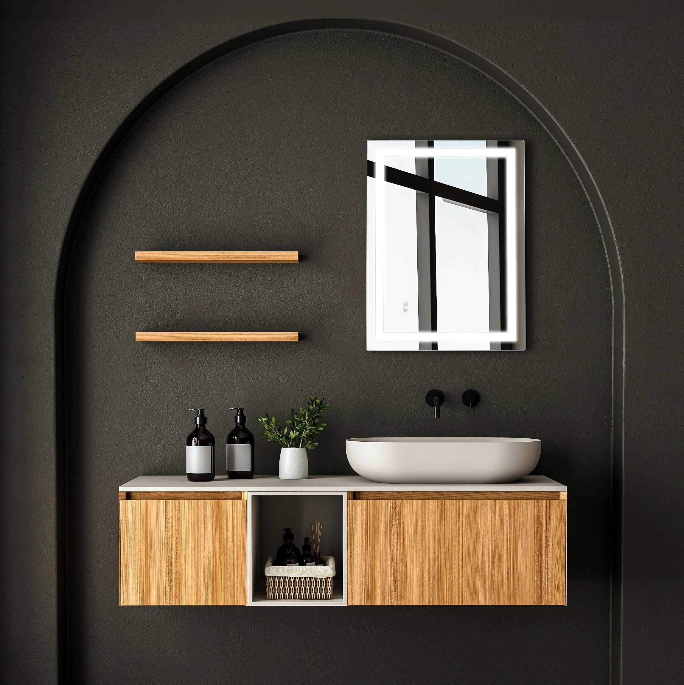Dreamwerks Mariana 24" W x 32" H Rectangular LED Bathroom Mirror with Dimmer & Defogger