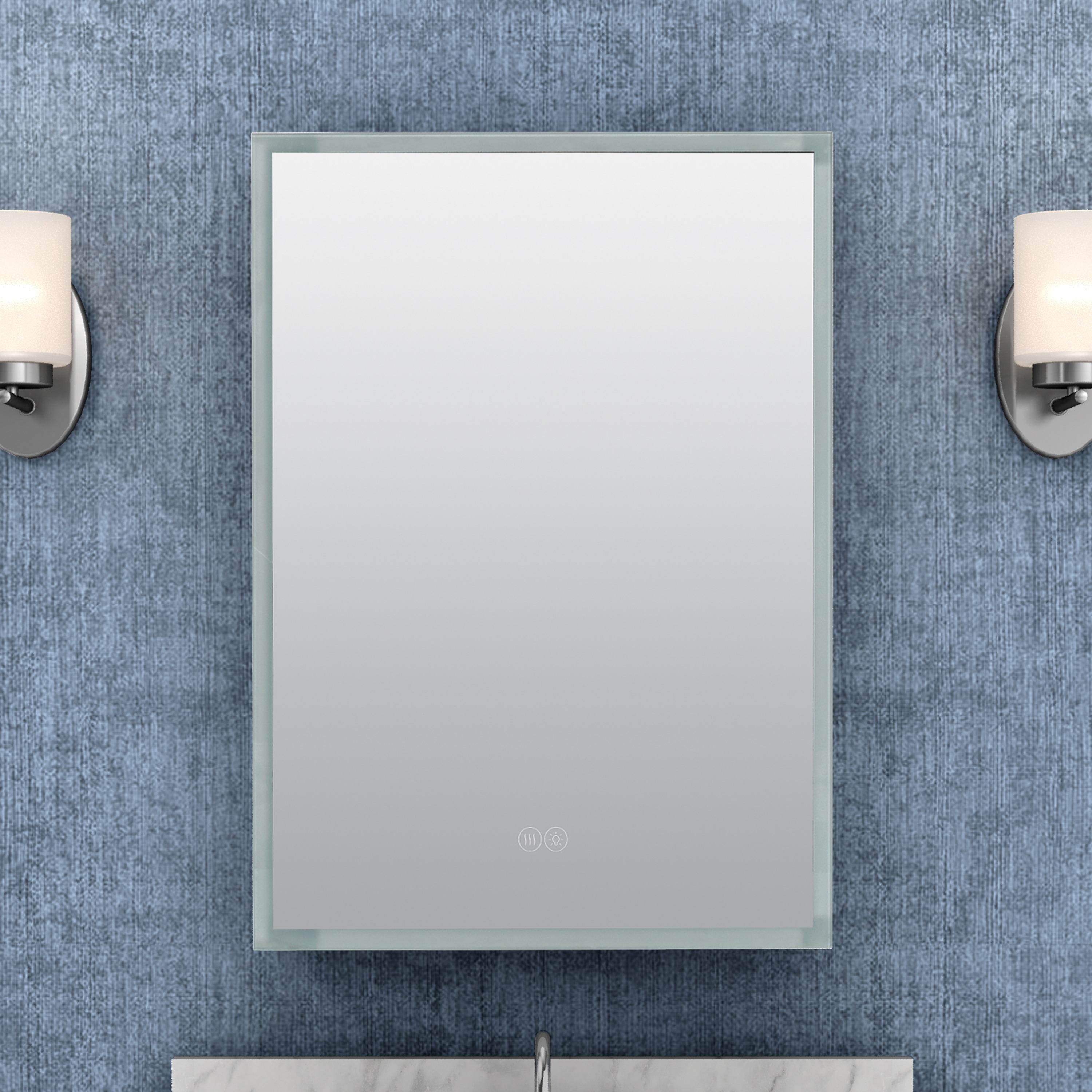 Arlot Recessed or Surface Mount Framed Medicine Cabinet with LED Lighting and Electrical Outlet