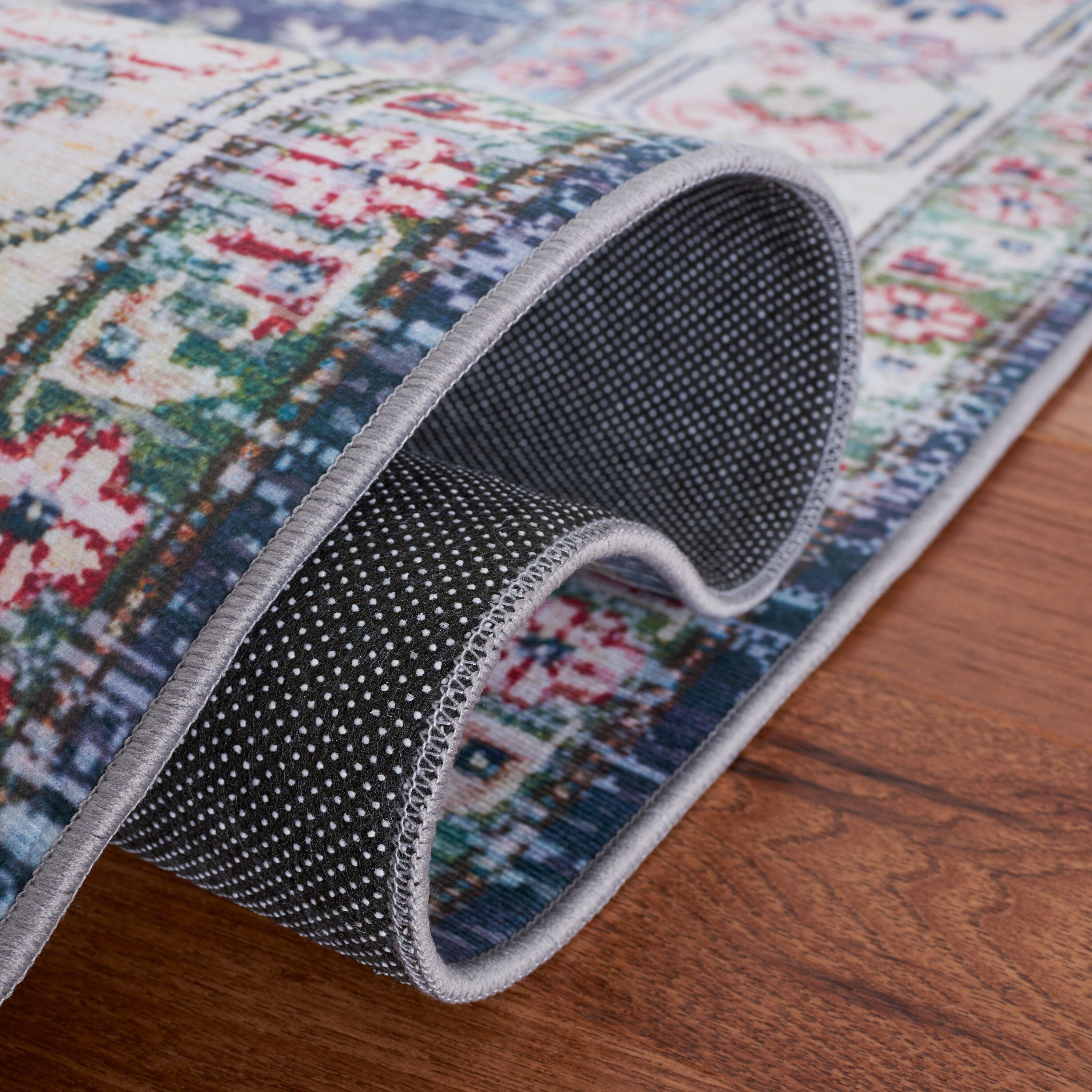 Tucson Vintage Persian TSN196 Power Loomed Machine Washable Skid-Resistant Indoor Area Rug - Navy/Beige - 9'x12' - Safavieh