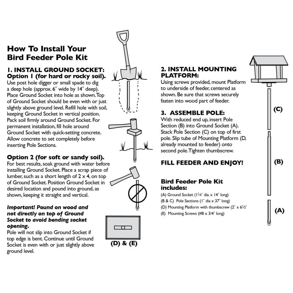 Woodlink 25276 HDPOLE Metal 3 Piece 72 Inch Tall Bird Feeder Birdhouse Mounting Pole Kit with Mounting Bracket for Pole Mounting Bird Feeders