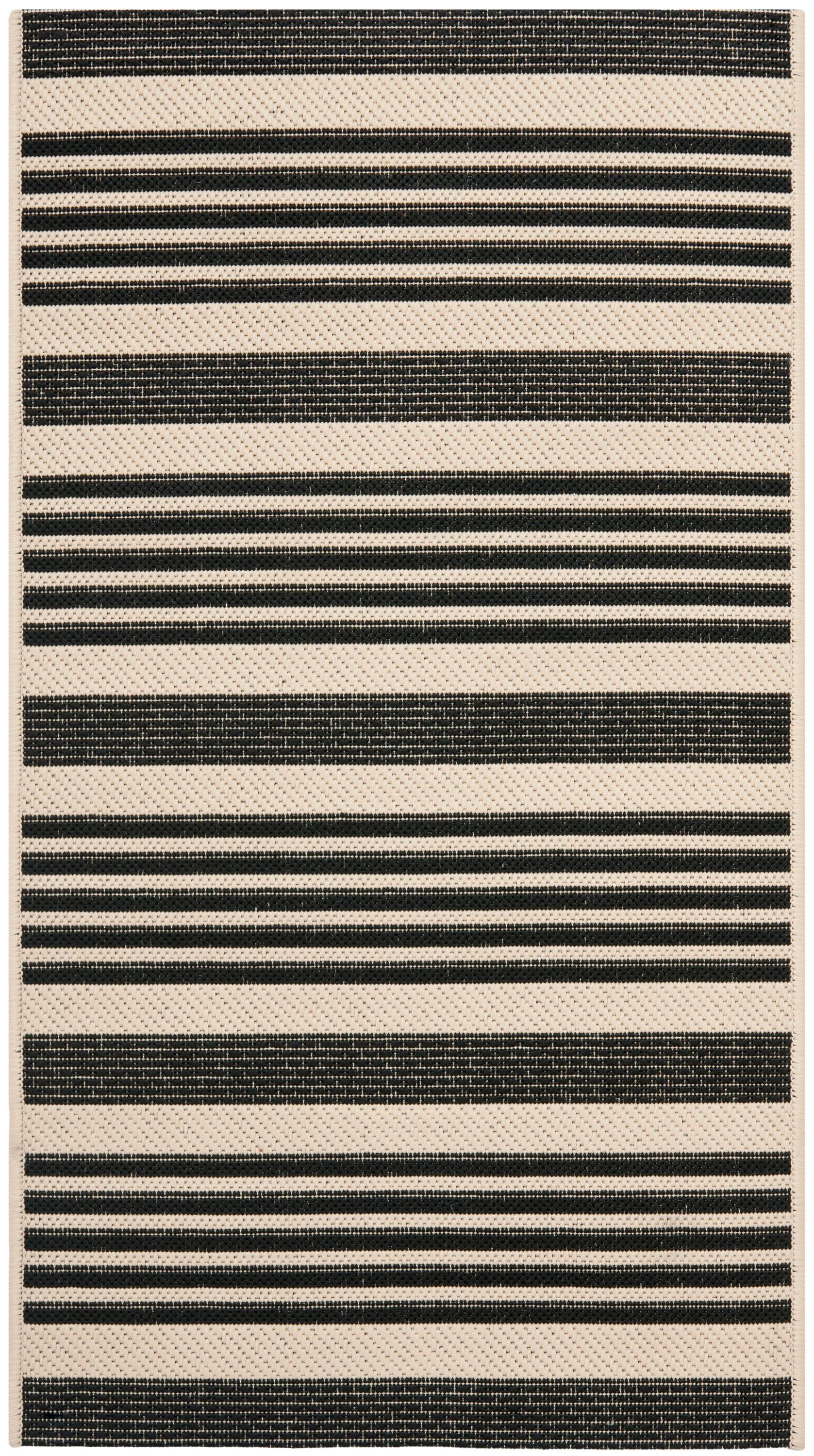 Courtyard CY6062 Power Loomed Indoor/Outdoor Accent Rug - Black/Bone - 2'x3'7" - Safavieh.