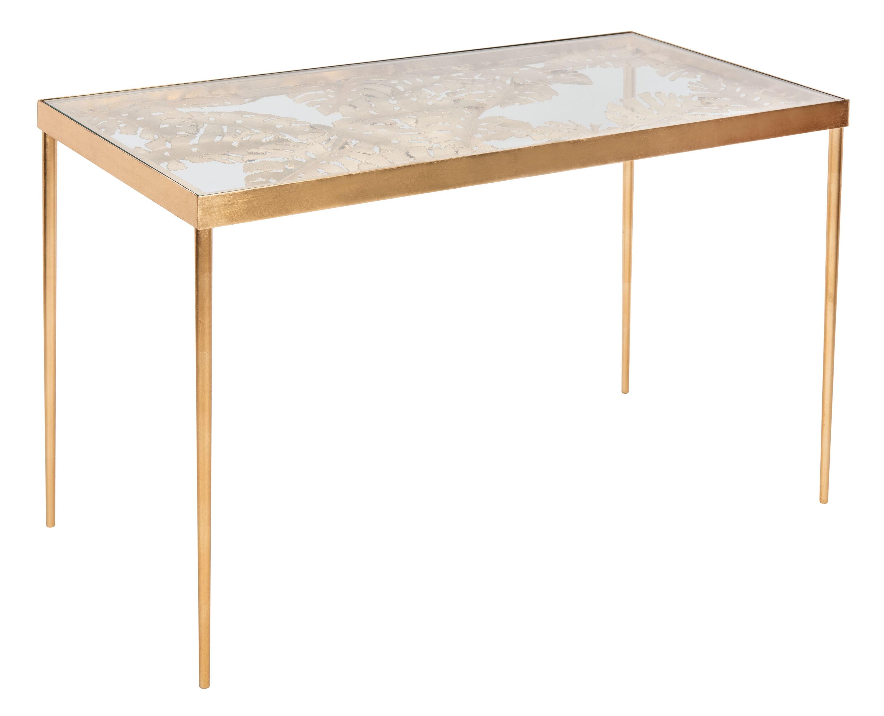 Leilani Palm Leaf Desk - Gold Leaf/Glass - Safavieh