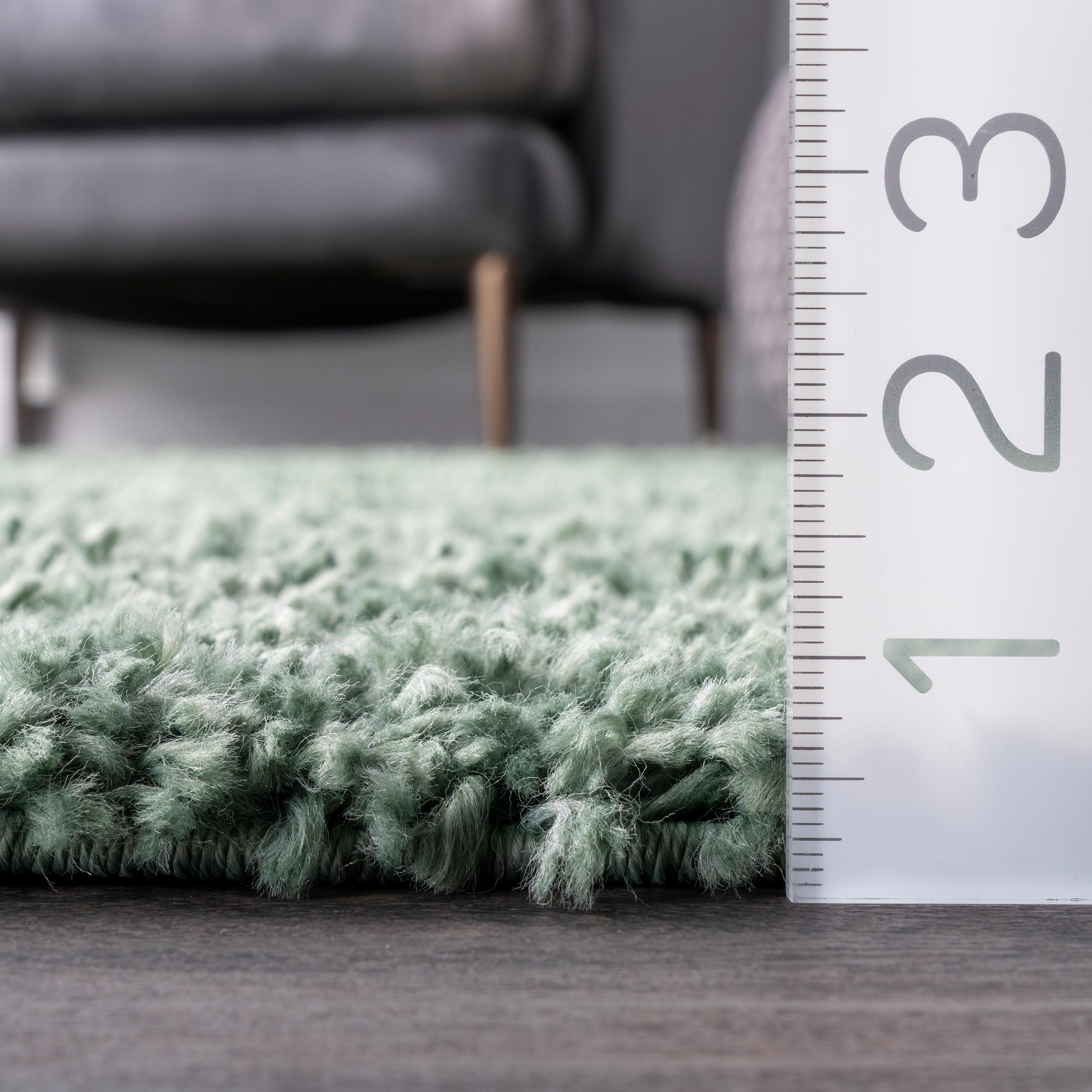 Nuloom Kara Solid 6 Round Shag Indoor Area Rug for Living Room Bedroom Dining Room Nursery, Green