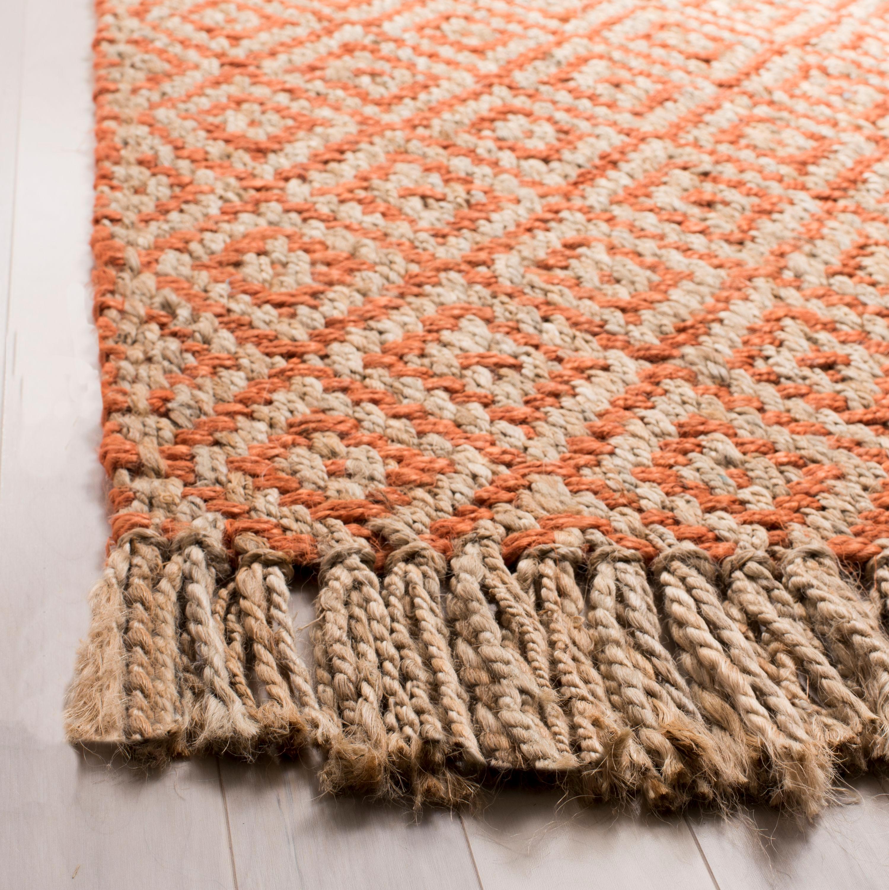 Natural Fiber NF266 Hand Woven Indoor Area Rug - Orange/Natural - 4'x6' - Safavieh.