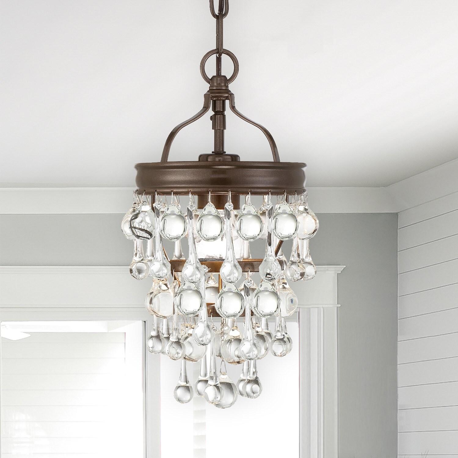 Crystorama Calypso 7 1/2"W Vibrant Bronze and Crystal Mini Chandelier