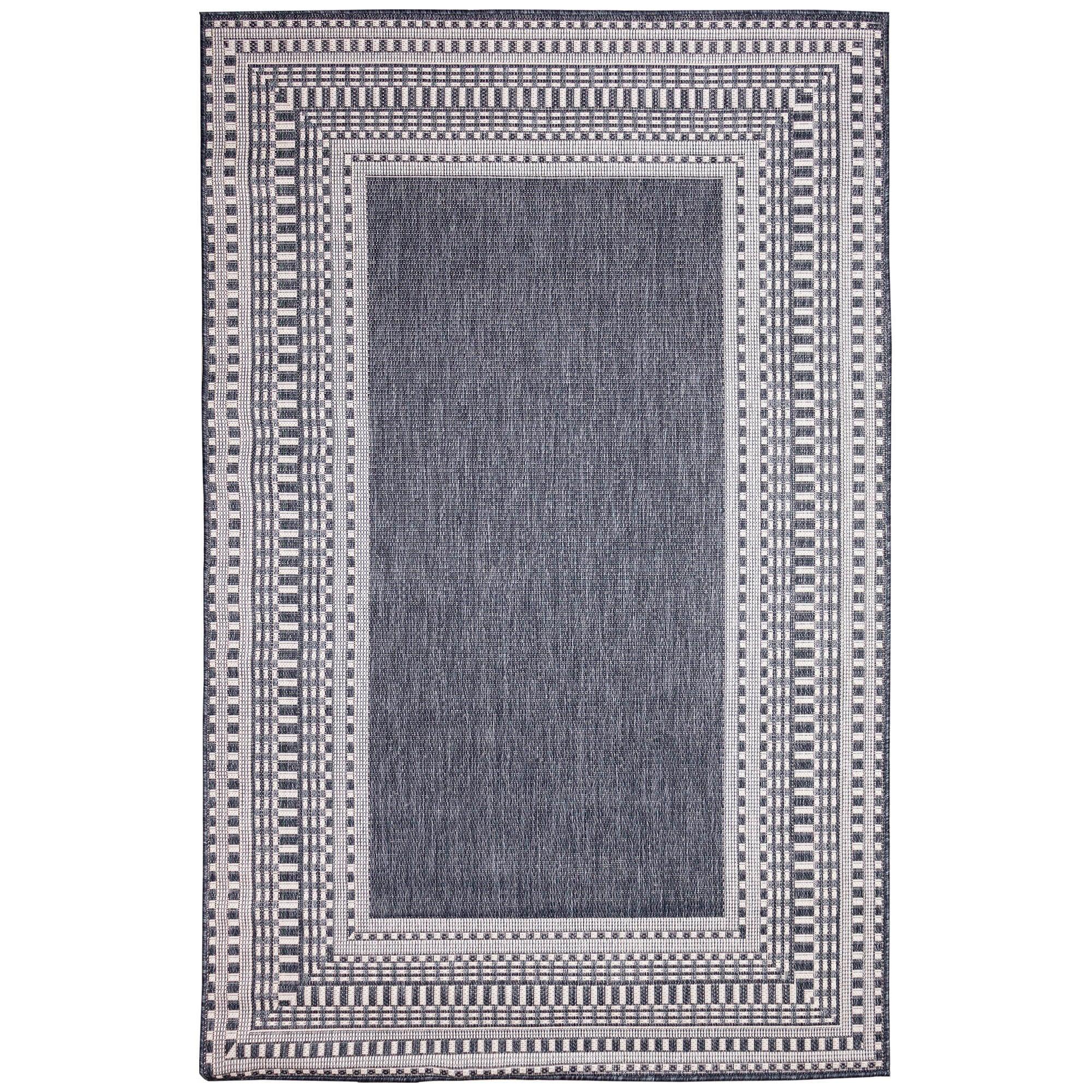 Liora Manne Malibu Etched Border Indoor/Outdoor Rug Navy 3'3" x 4'11"