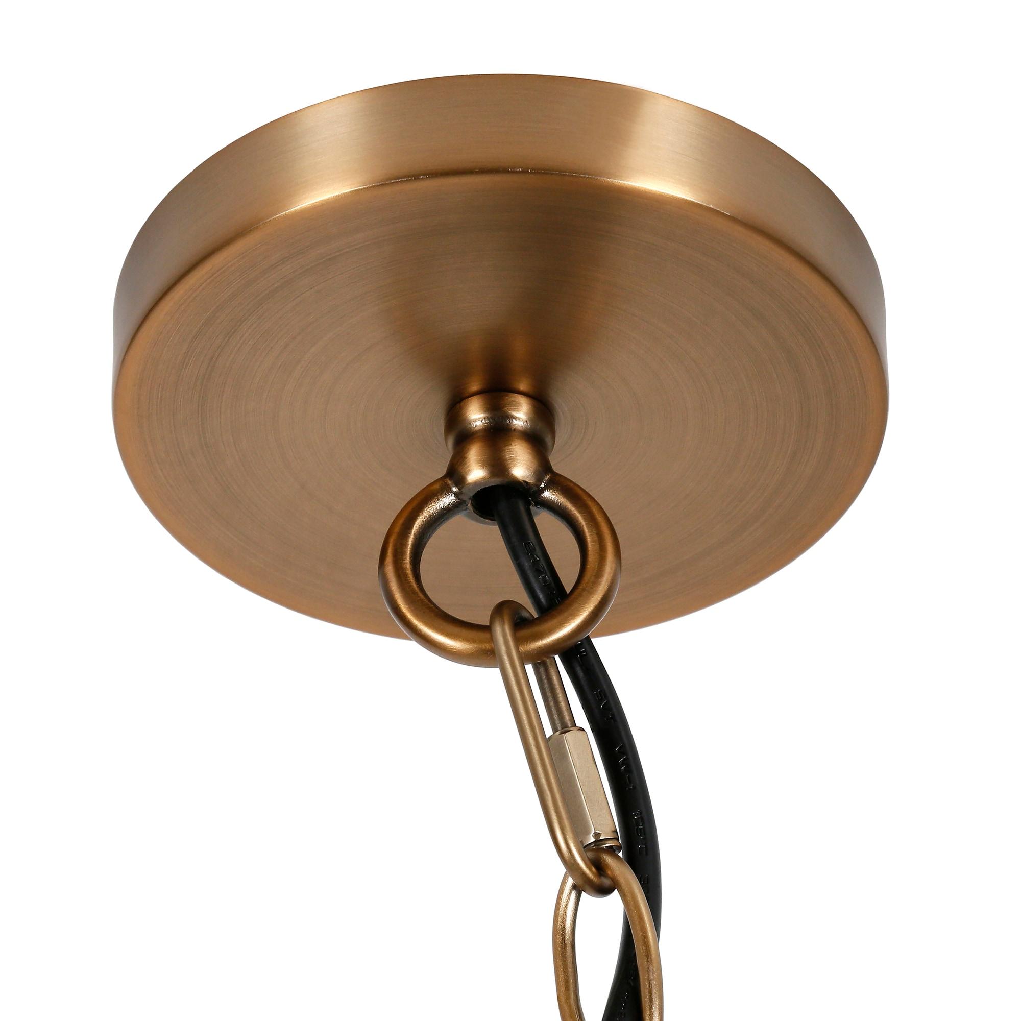 Henn&Hart 11" Wide Pendant with Glass Shade in Brass/Seeded, Pendant, Flush Mount Ceiling Light Fixture for Kitchen, Living Room