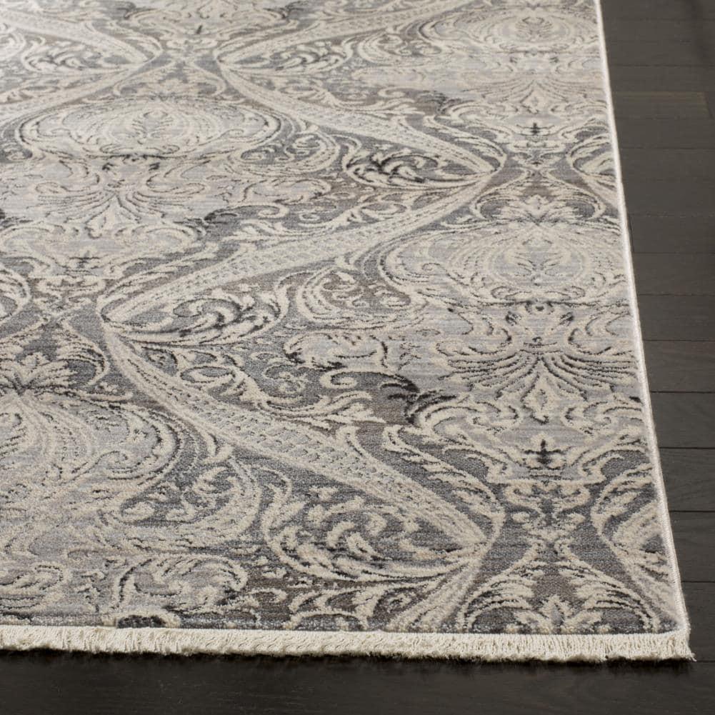 SAFAVIEH Vintage Persian Bear Geometric Polyester Runner Rug, Grey/Charcoal, 2'2" x 12'