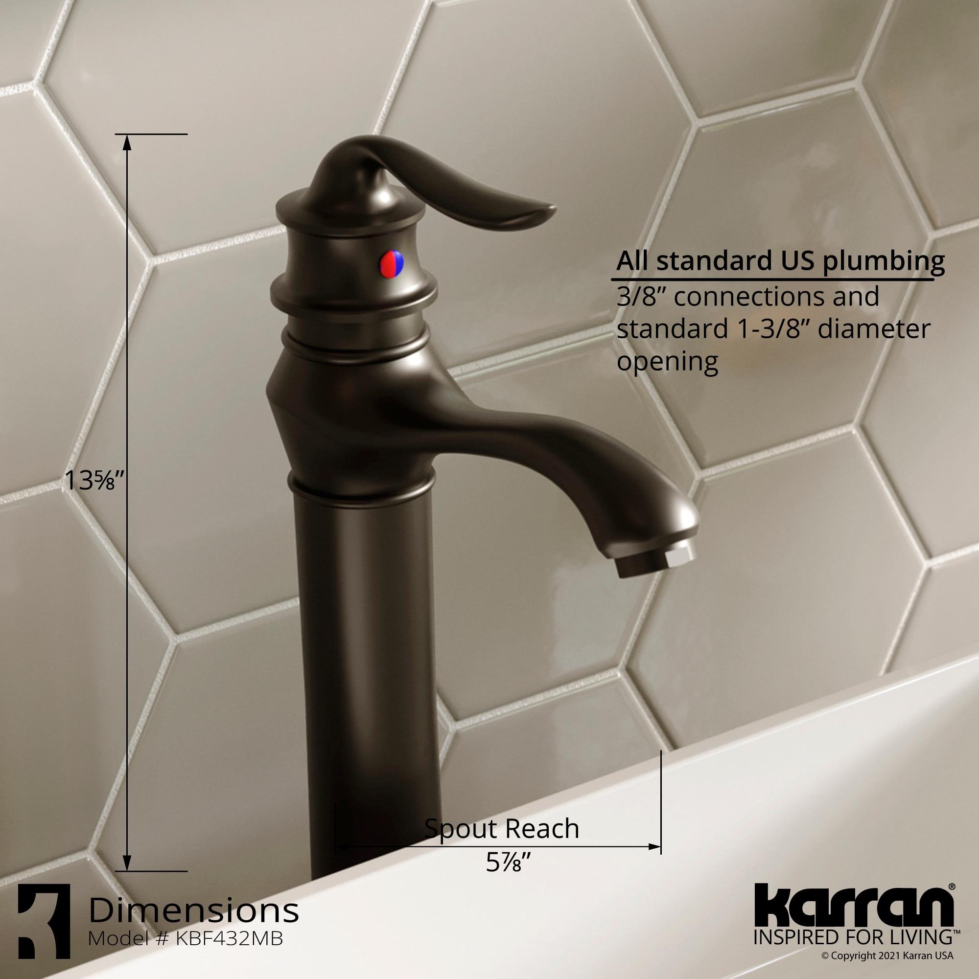 Karran Dartford Single Handle Single Hole Vessel Bathroom Faucet With Matching Pop-up Drain