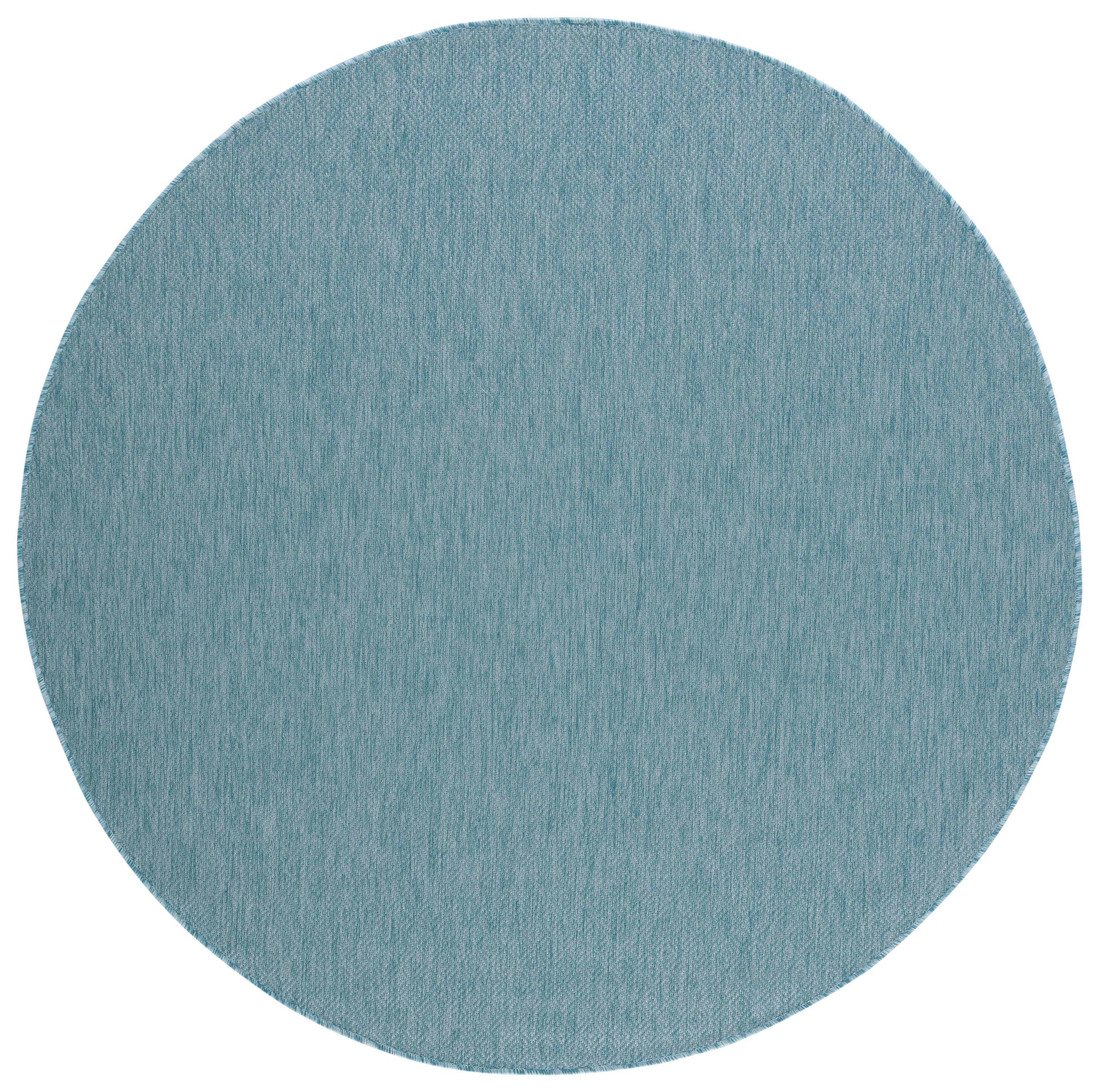 Courtyard CY8520 Power Loomed Indoor and Outdoor Area Rug - Aqua/Aqua - 5'3" Round - Safavieh