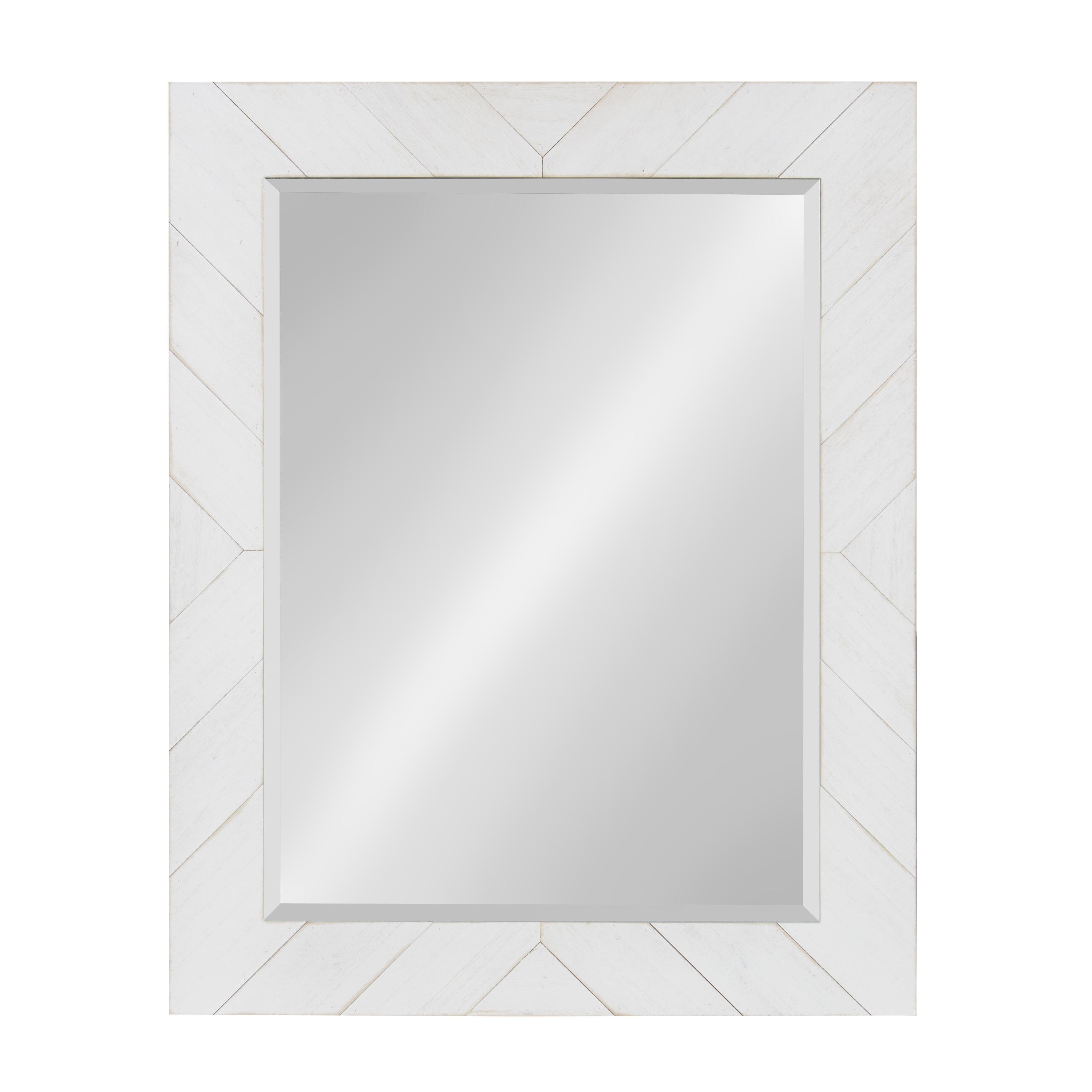 24" x 30" Rost Pieced Wood Framed Wall Mirror White - DesignOvation: Modern Rectangle, No Assembly Required