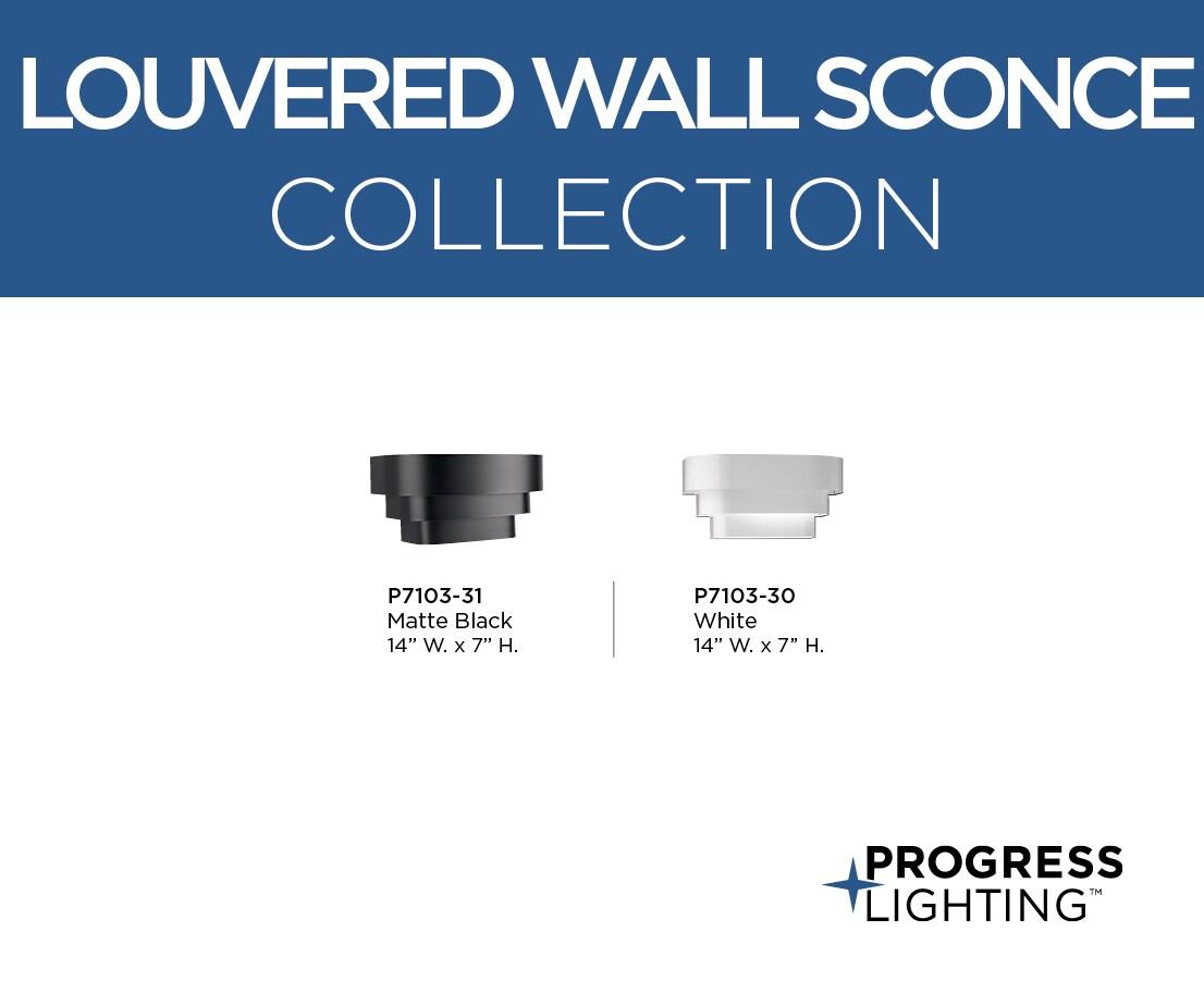 Progress Lighting, Tri-Band Louver, 1-Light Wall Sconce, Matte Black, Metal Shade, Steel, 7" W x 7" H x 14" L, 100W MED, BL