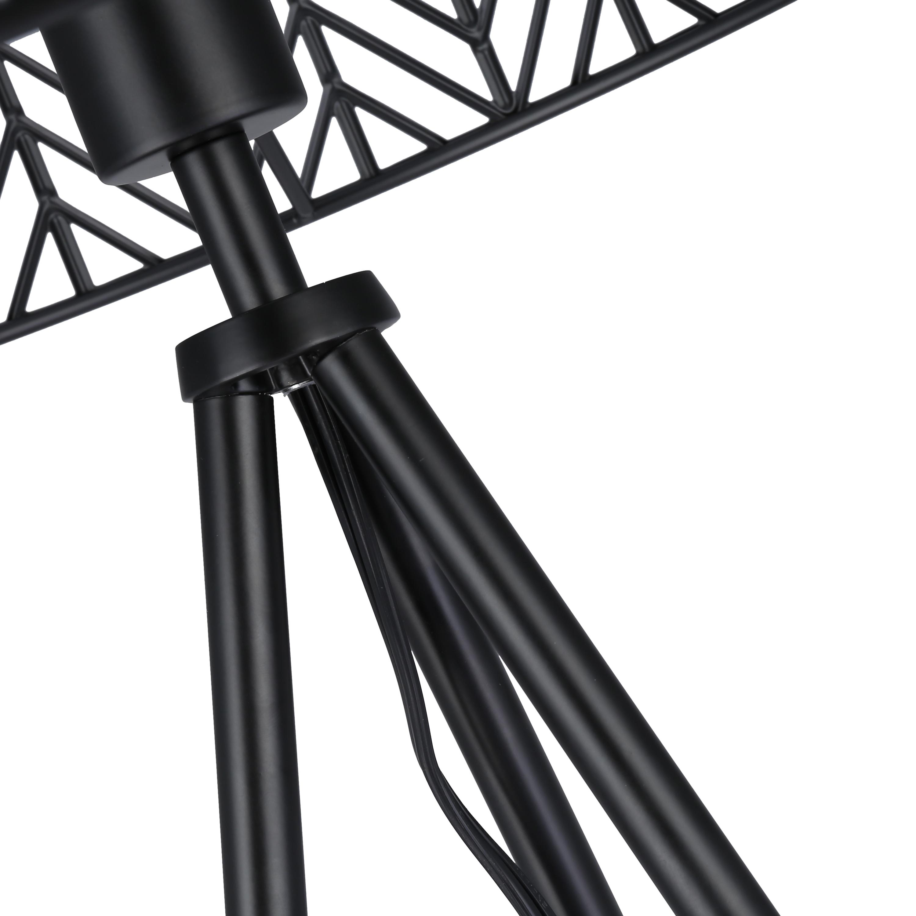 18.5" Ingrid Cage Shade Metal Tripod Table Lamp Black - River of Goods: Modern Accent for Living Room, Inline Switch