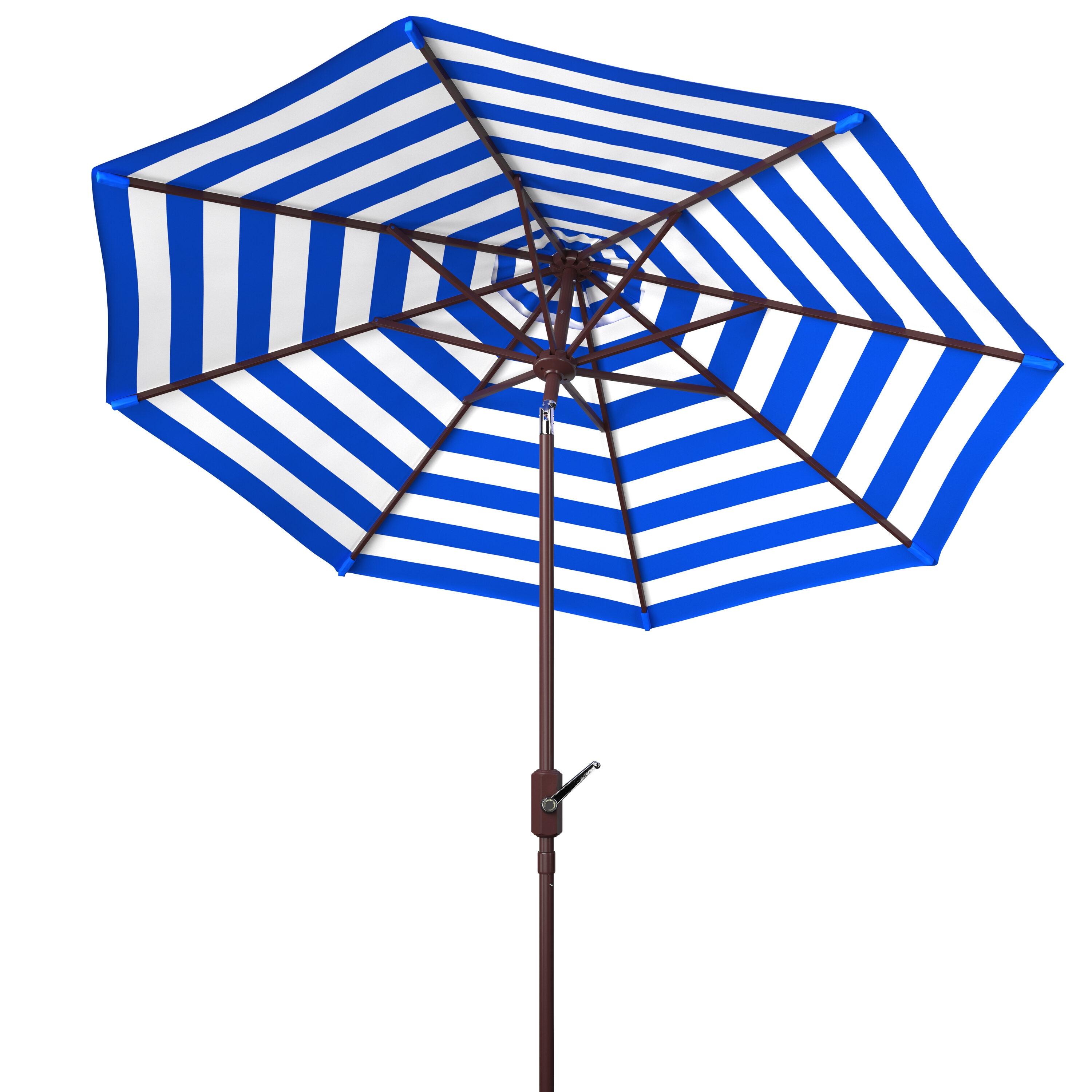 Athens Inside Out Striped 9Ft Crank Auto Tilt Umbrella - PAT8007 - Pacific - Safavieh