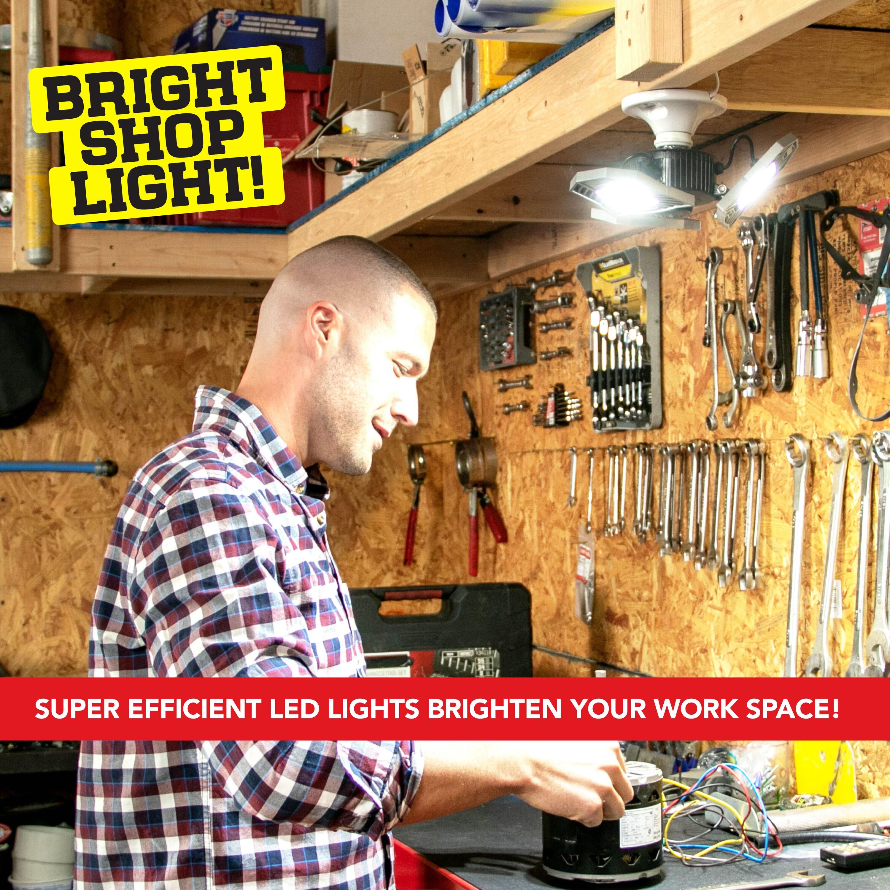 Bell + Howell TriBurst Garage Light 144 LED Bulb 5500 Lumens Ceiling Socket Motion Sensor 4000K 60W