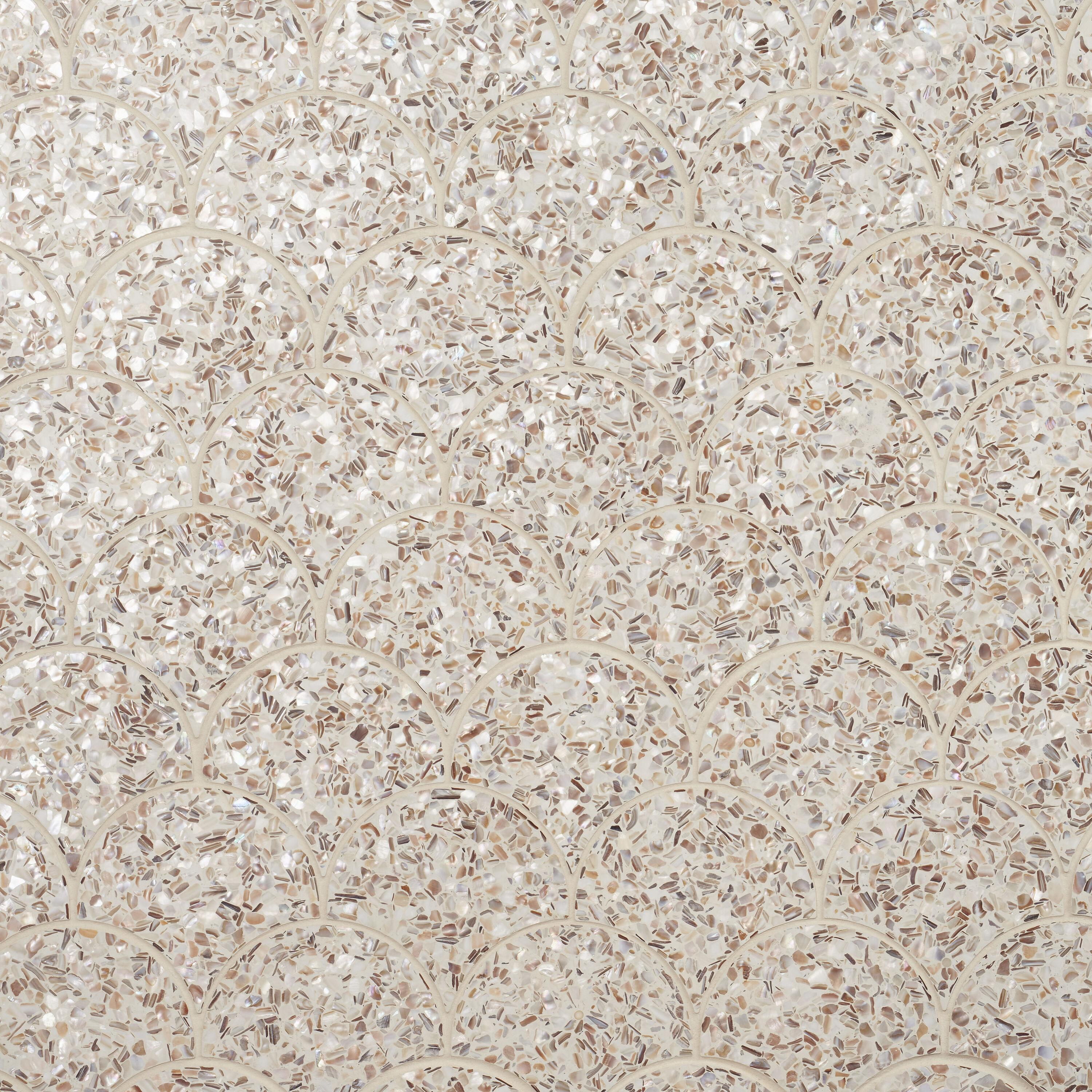 Shoal 5" Fishscale Terrazzo and Pearl Wall & Floor Mosaic Tile (0.74 Sq. Ft. / Sheet)