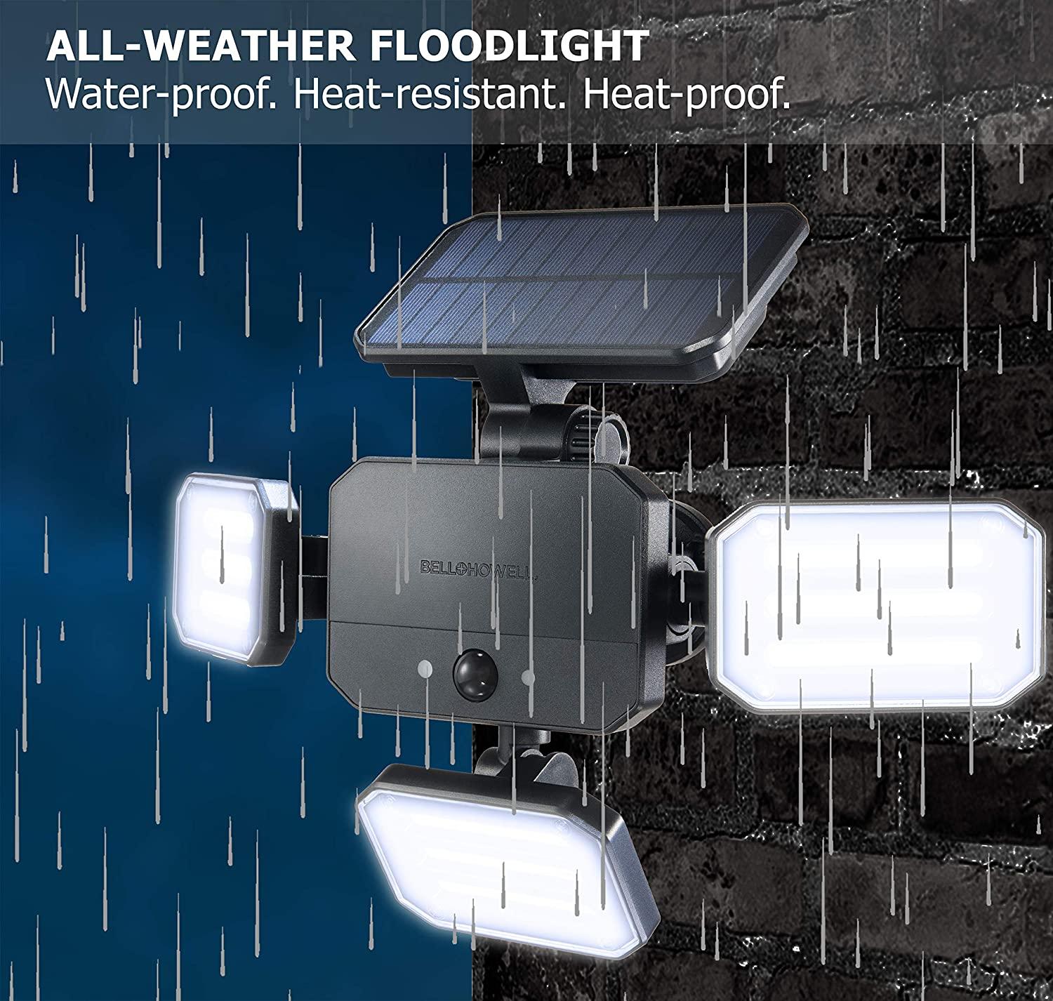 Bell + Howell Bell+Howell Bionic Solar Powered Floodlight with Remote Control, Wide Angle and Motion Activated