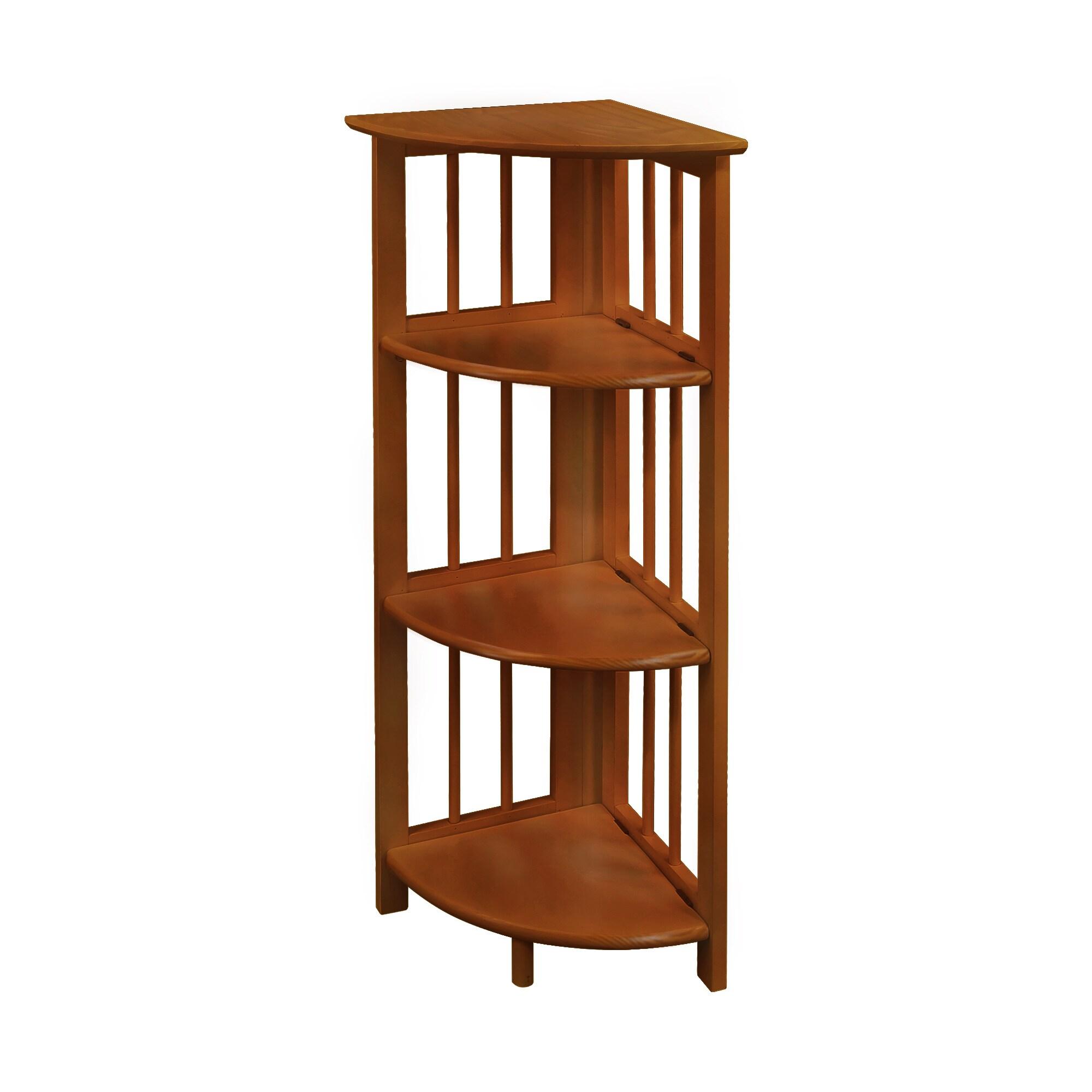 Casual Home 315-15 Wooden 4 Shelf Corner Folding Bookcase, Honey Oak