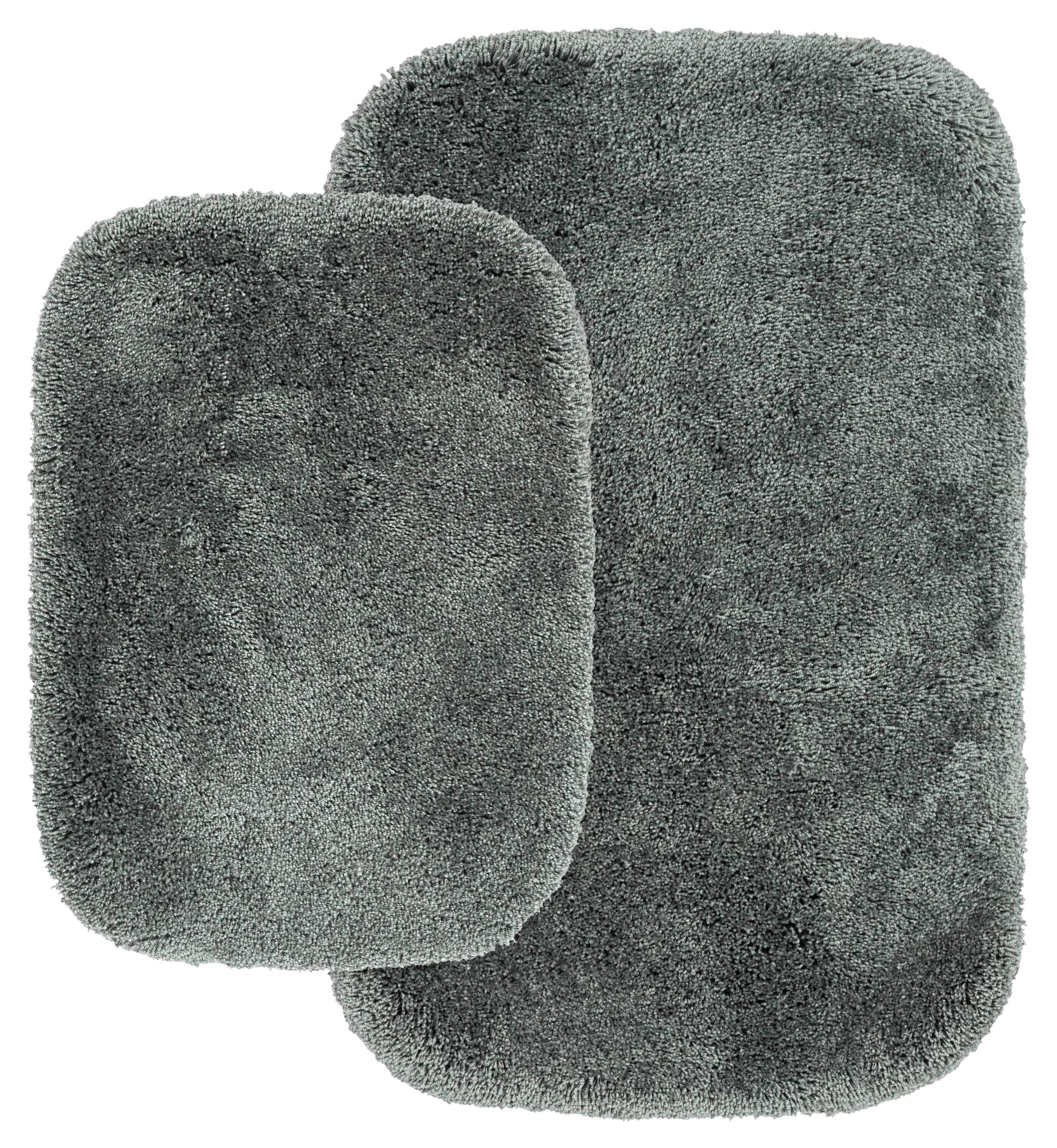 Dark Gray Ultra Plush Washable Nylon Bathroom Rug Set