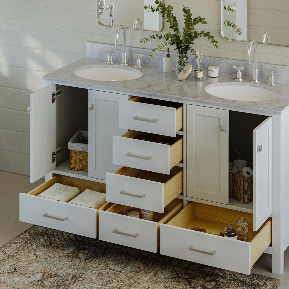 Ariel A061d-Bc Cambridge 60" Double Free Standing Vanity Cabinet Only - White
